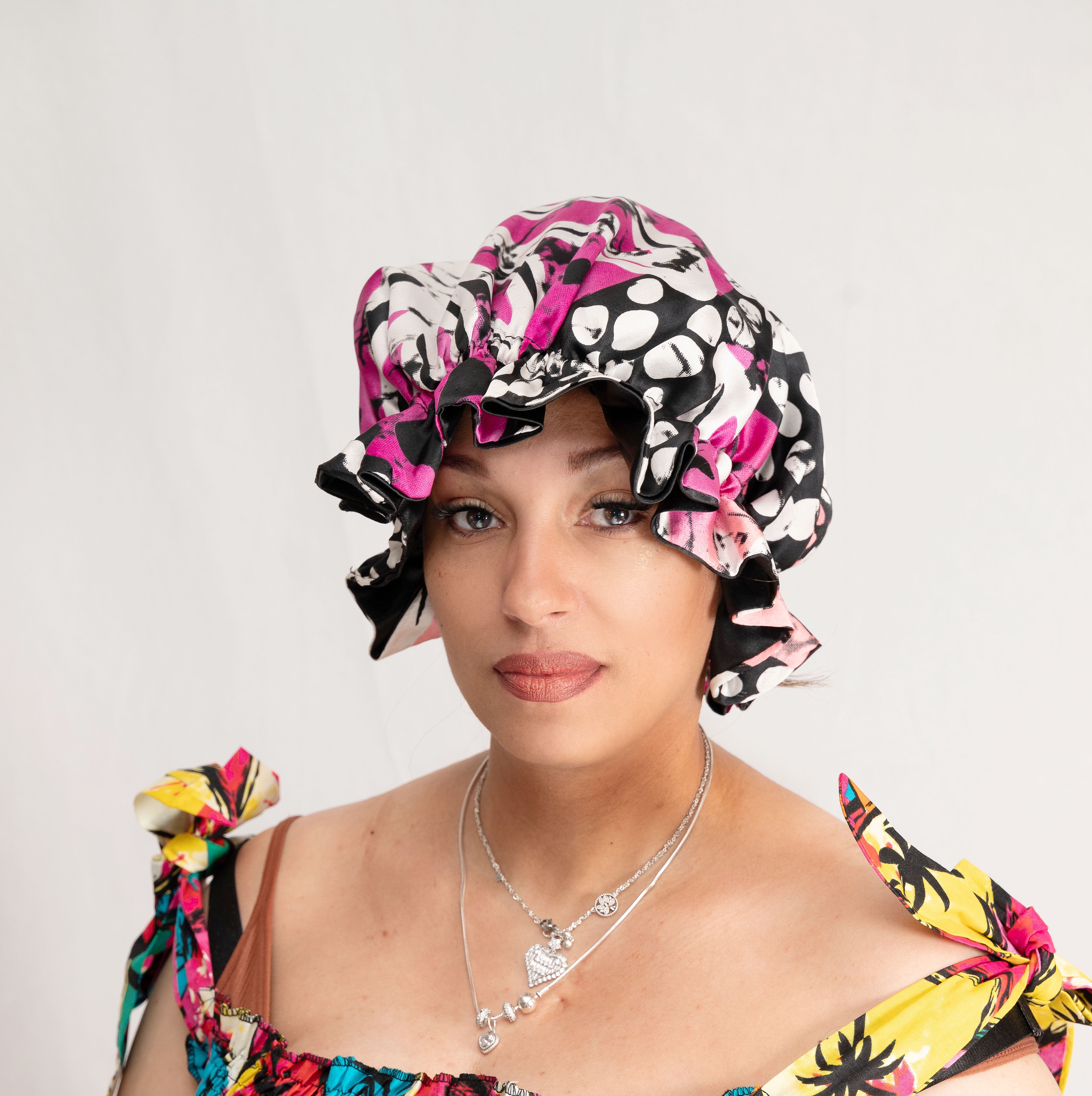 Ankara Silk Reversible Baby Doll Bonnet