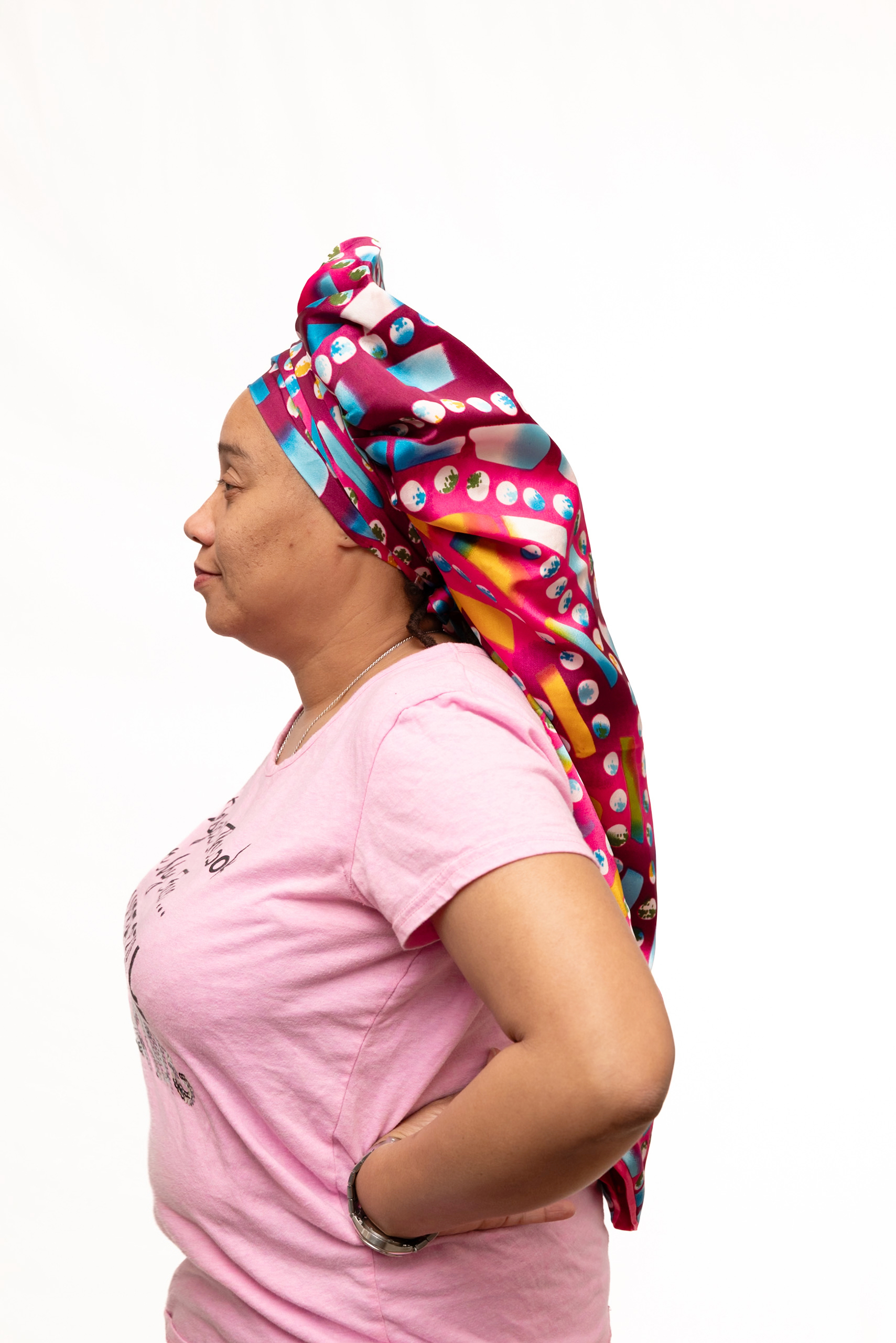 Ankara Slik Hot Pink & Blue Long Wrap