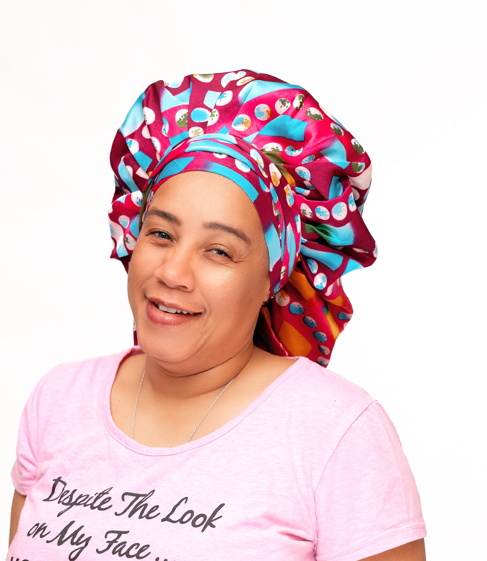 Ankara Slik Hot Pink & Blue Long Wrap