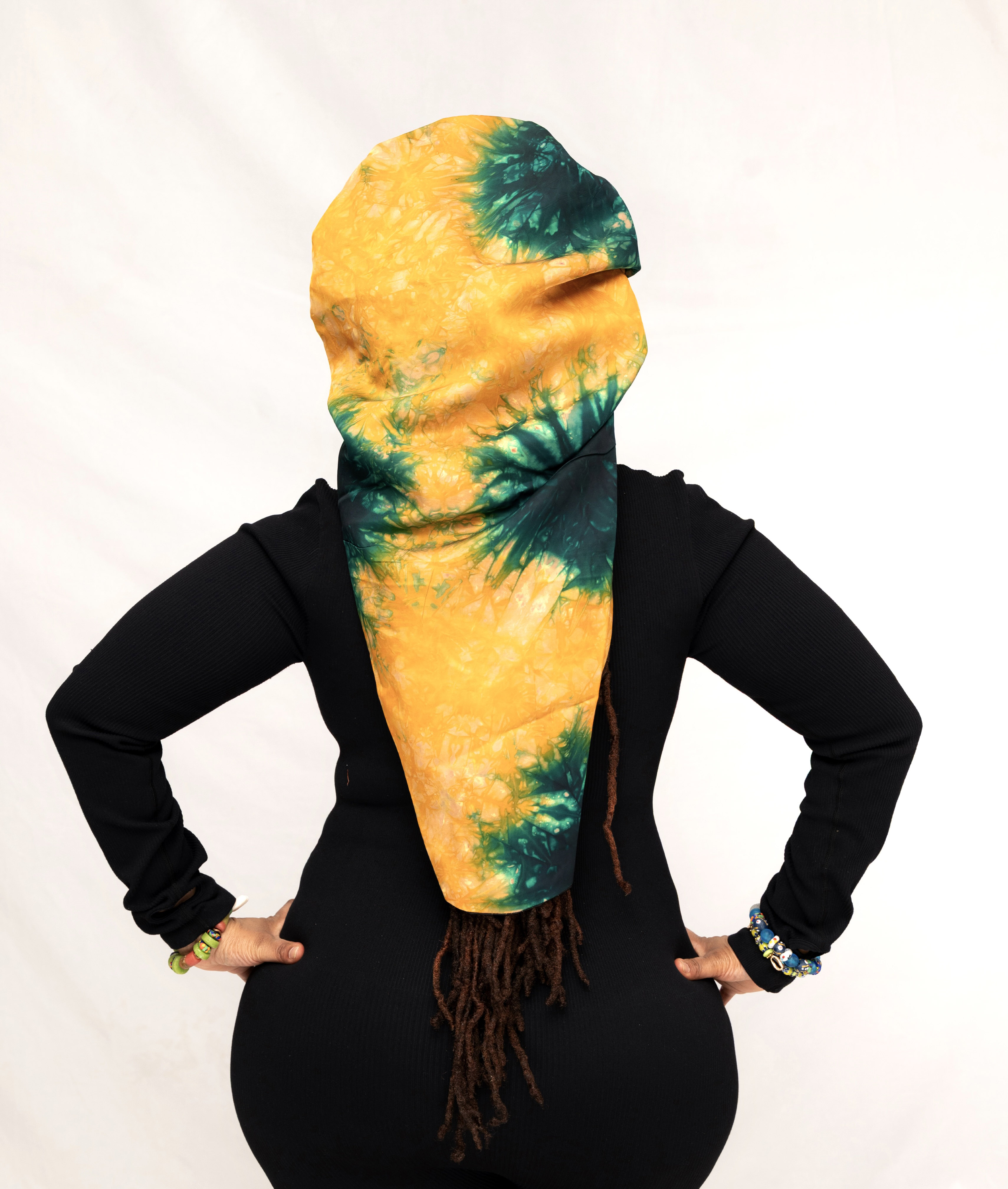 Adire Slik Yellow & Green Long Wrap