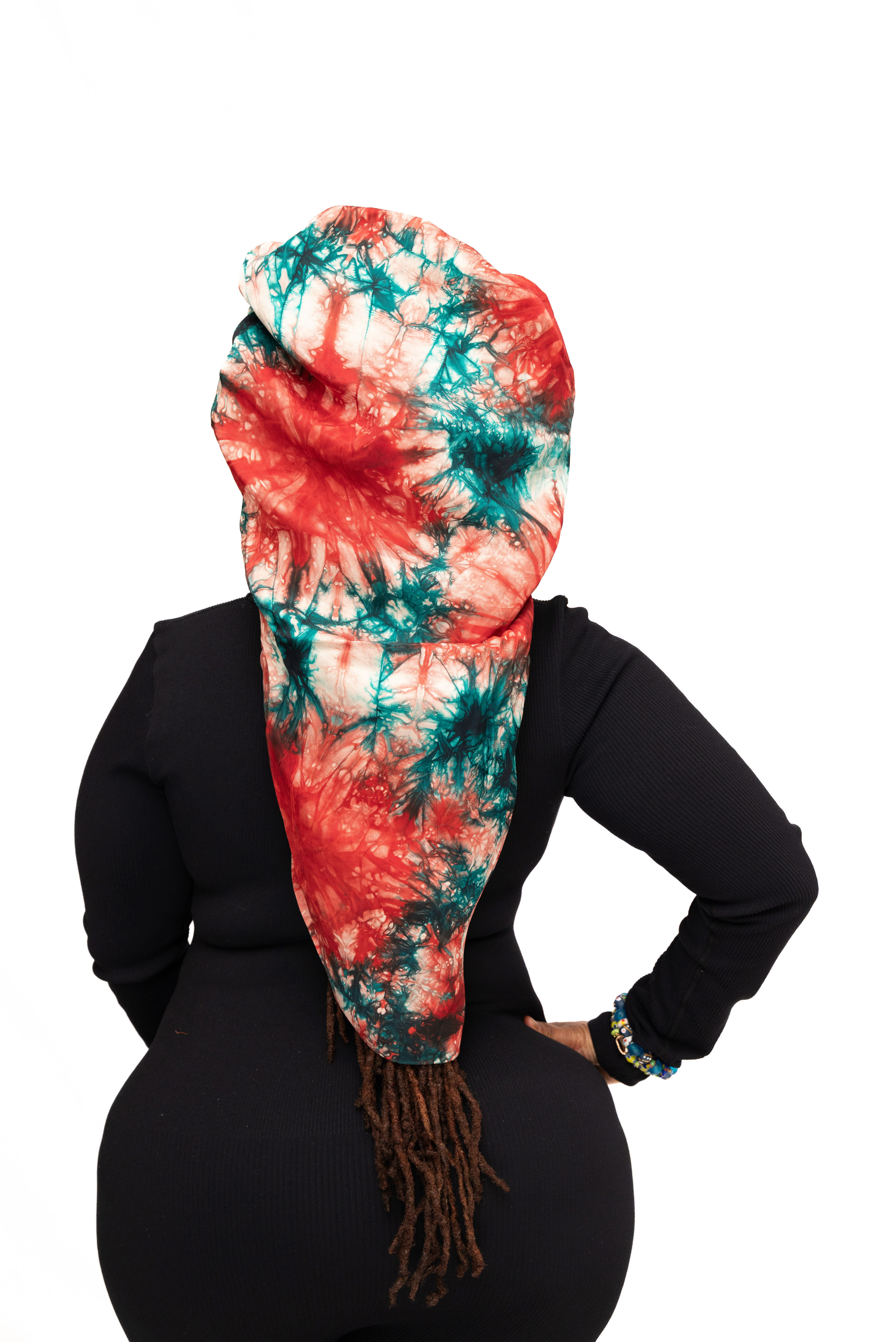 Adire Slik Red & Green Long Wrap