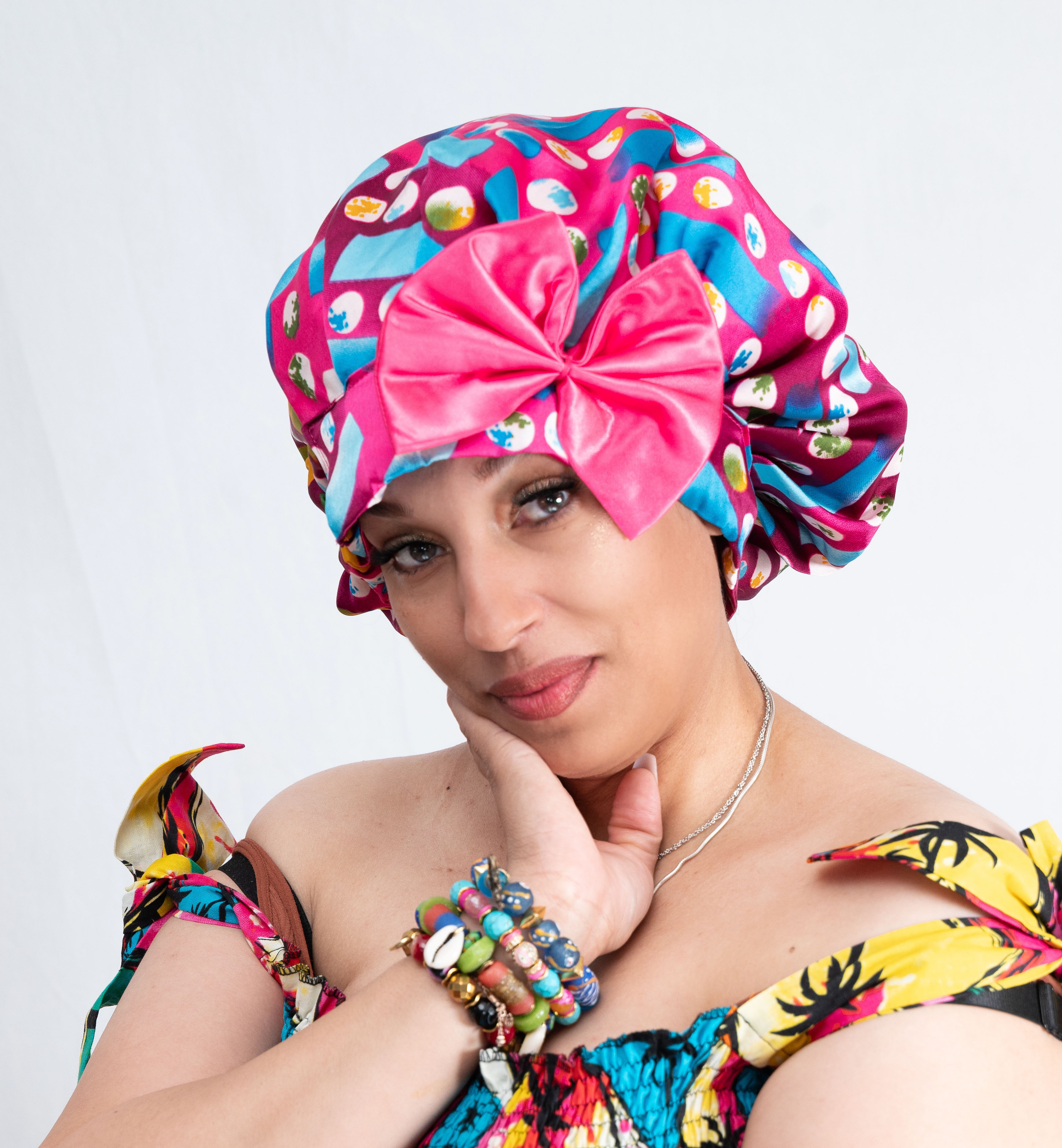 Ankara Silk Bow Bonnet