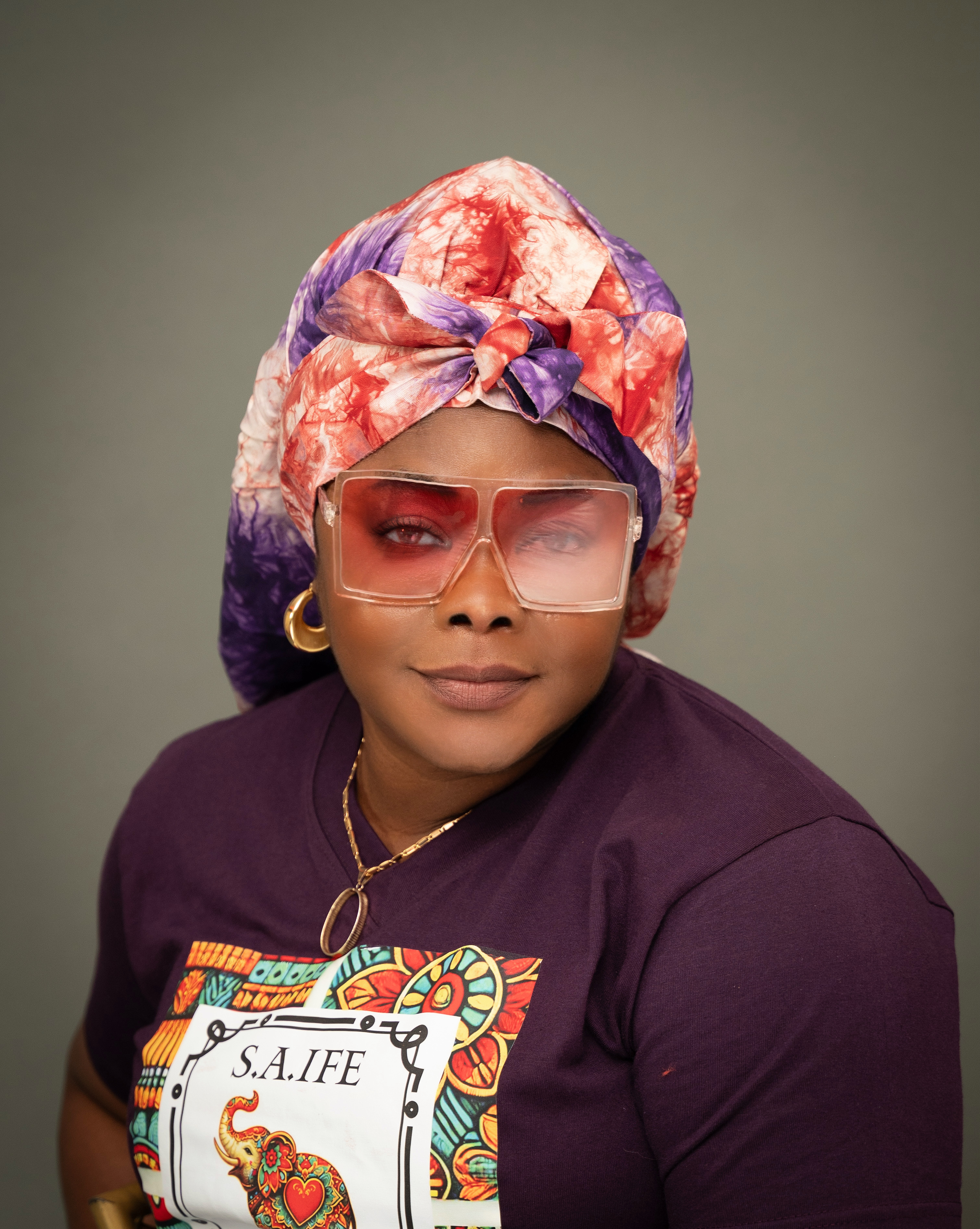 Adire Long Wrap Bonnet