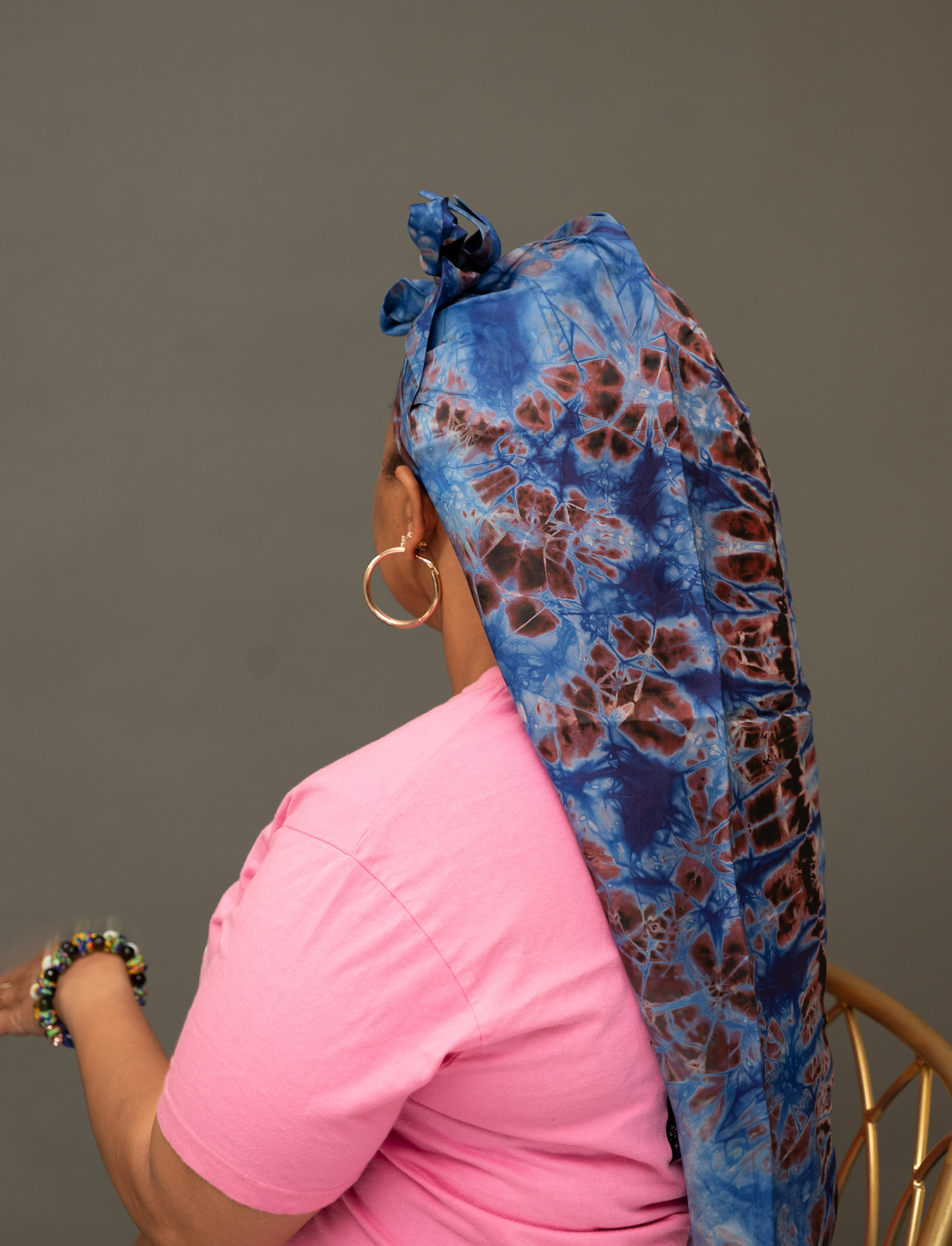 Adire Long Wrap Bonnet