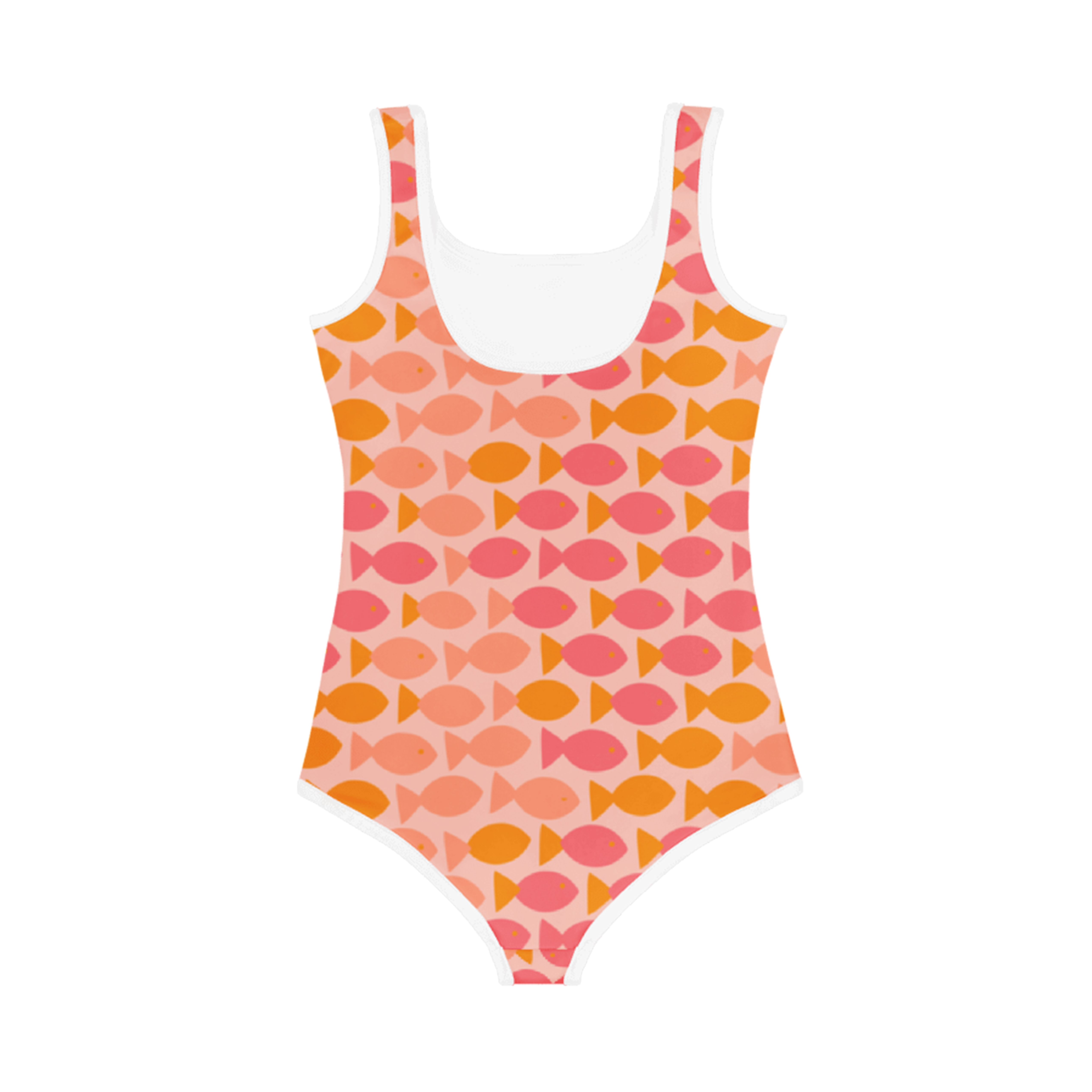 Retro Fish Print Kids Swimsuit
