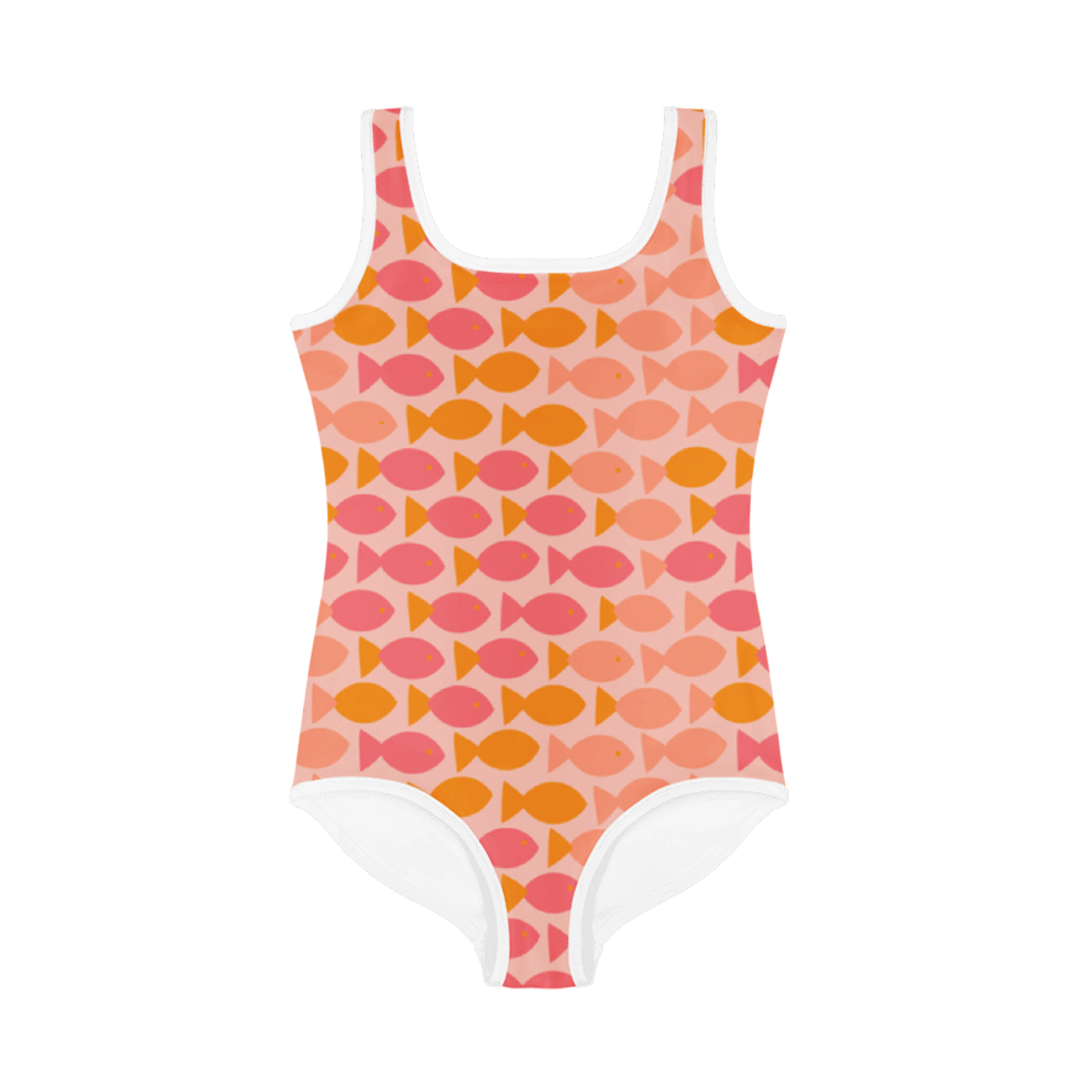Retro Fish Print Kids Swimsuit