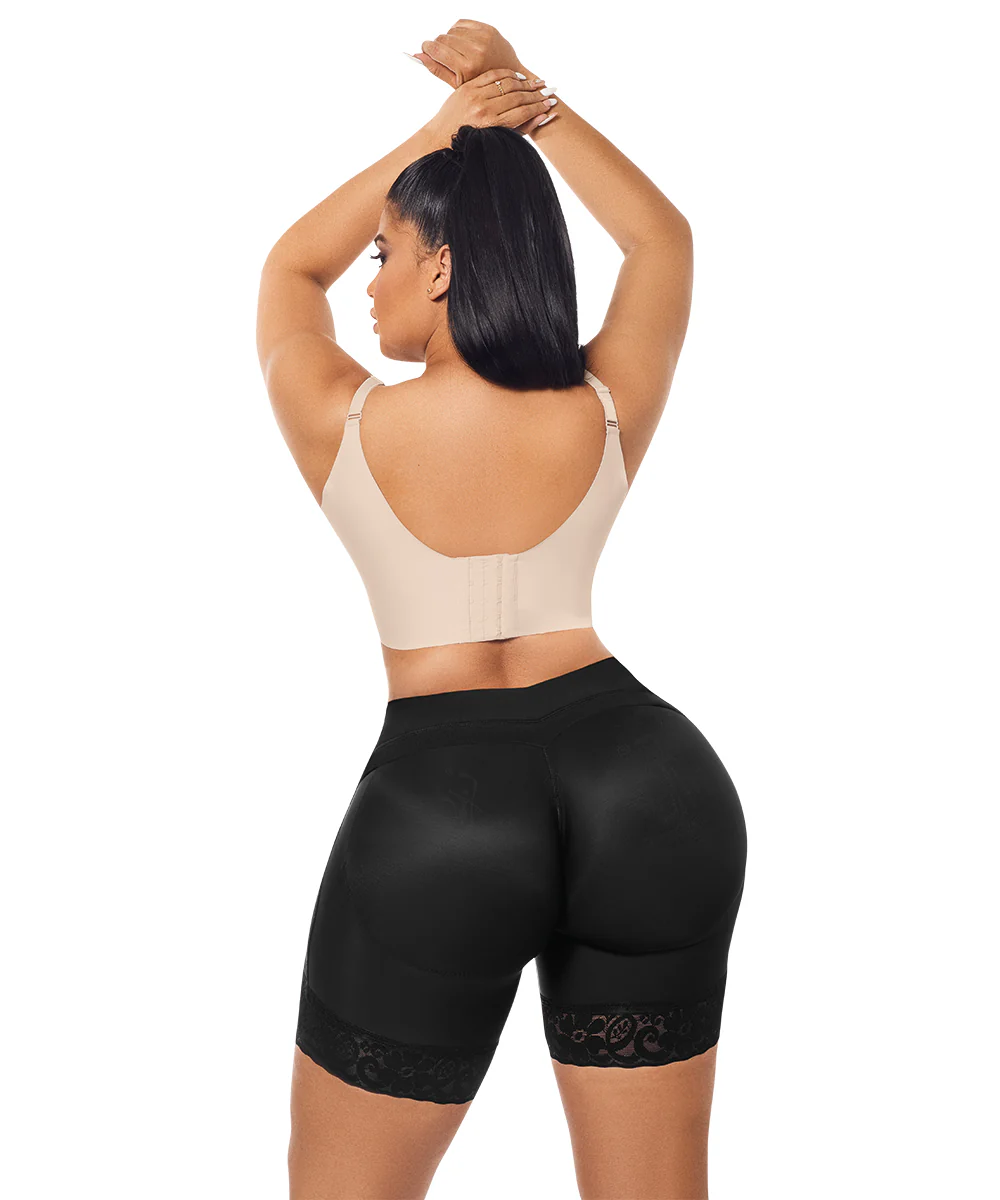 FAJA SHORT LEVANTA GLÚTEO INVISIBLE LUXURY QUEEN NEGRO - ( REF. LUXI-045 )