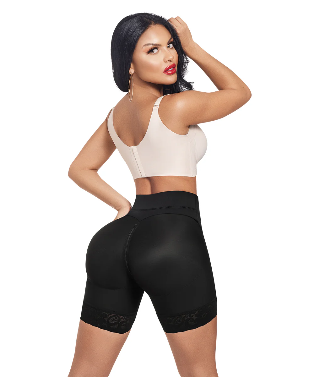 FAJA SHORT LEVANTA GLÚTEO INVISIBLE LUXURY QUEEN NEGRO - ( REF. LUXI-045 )