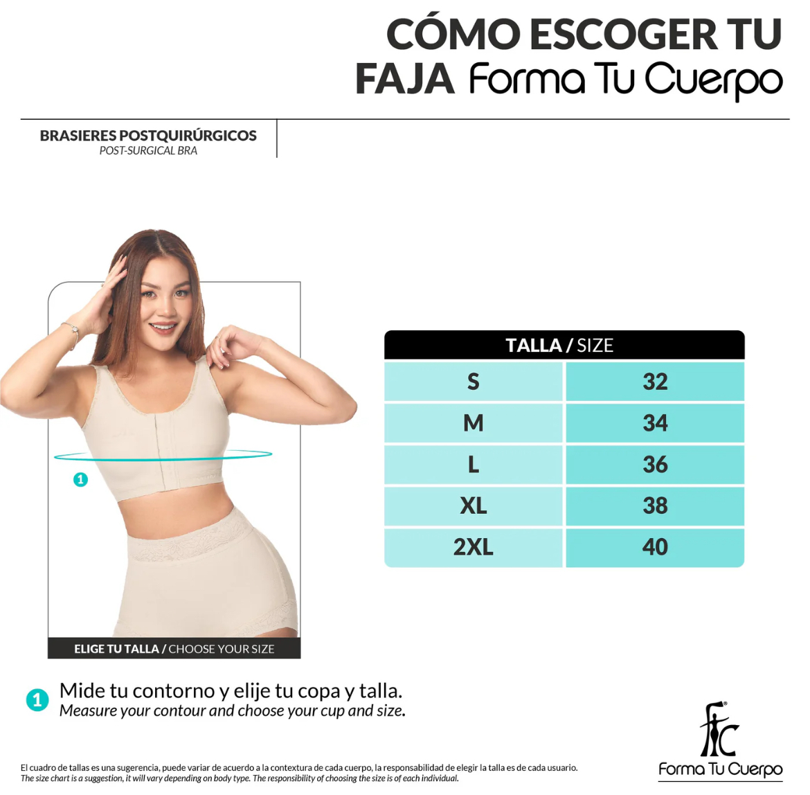 Brasier postquirúrgico: Soporte de busto y ajuste cómodo ( Ref. C-082 )