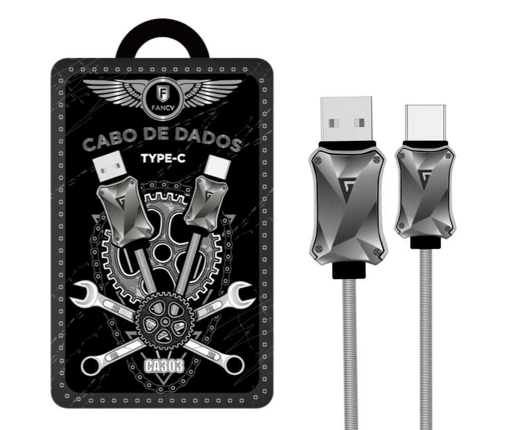Cabo USB Turbo 3.0A Revestido em Metal Flexível Fancy - CA301 