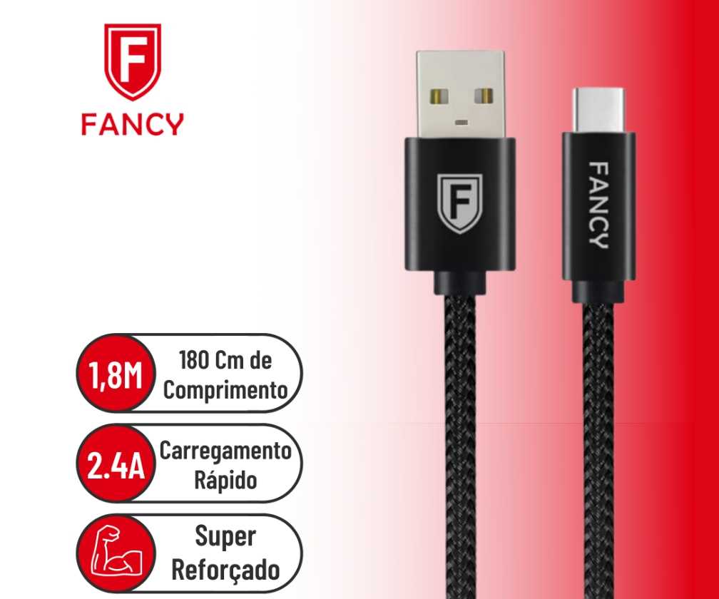 Cabo de Dados Lightning Reforçado 1,8 Metros Fancy