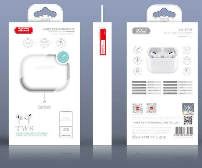 Fone de Ouvido Sem Fio TWS Bluetooth AirPods XO - F70T  