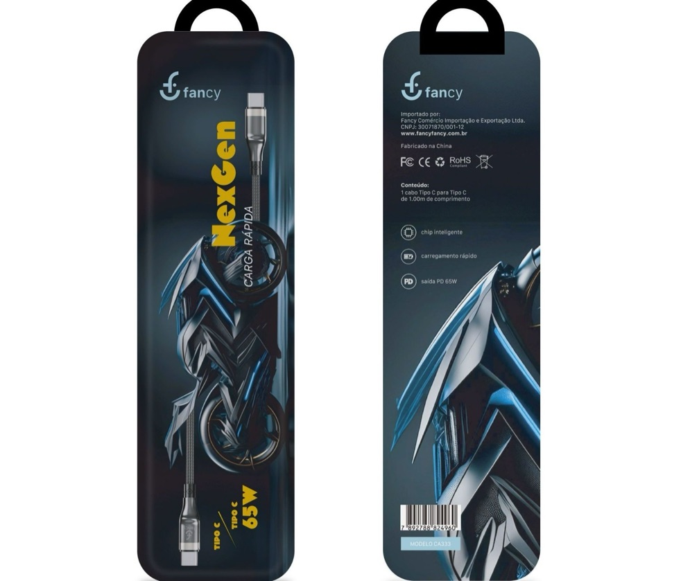 Cabo Turbo USB-C para Tipo C 65W Fancy - CA333