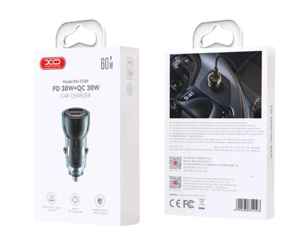 Carregador Veicular USB-C USB 60W XO - CC60