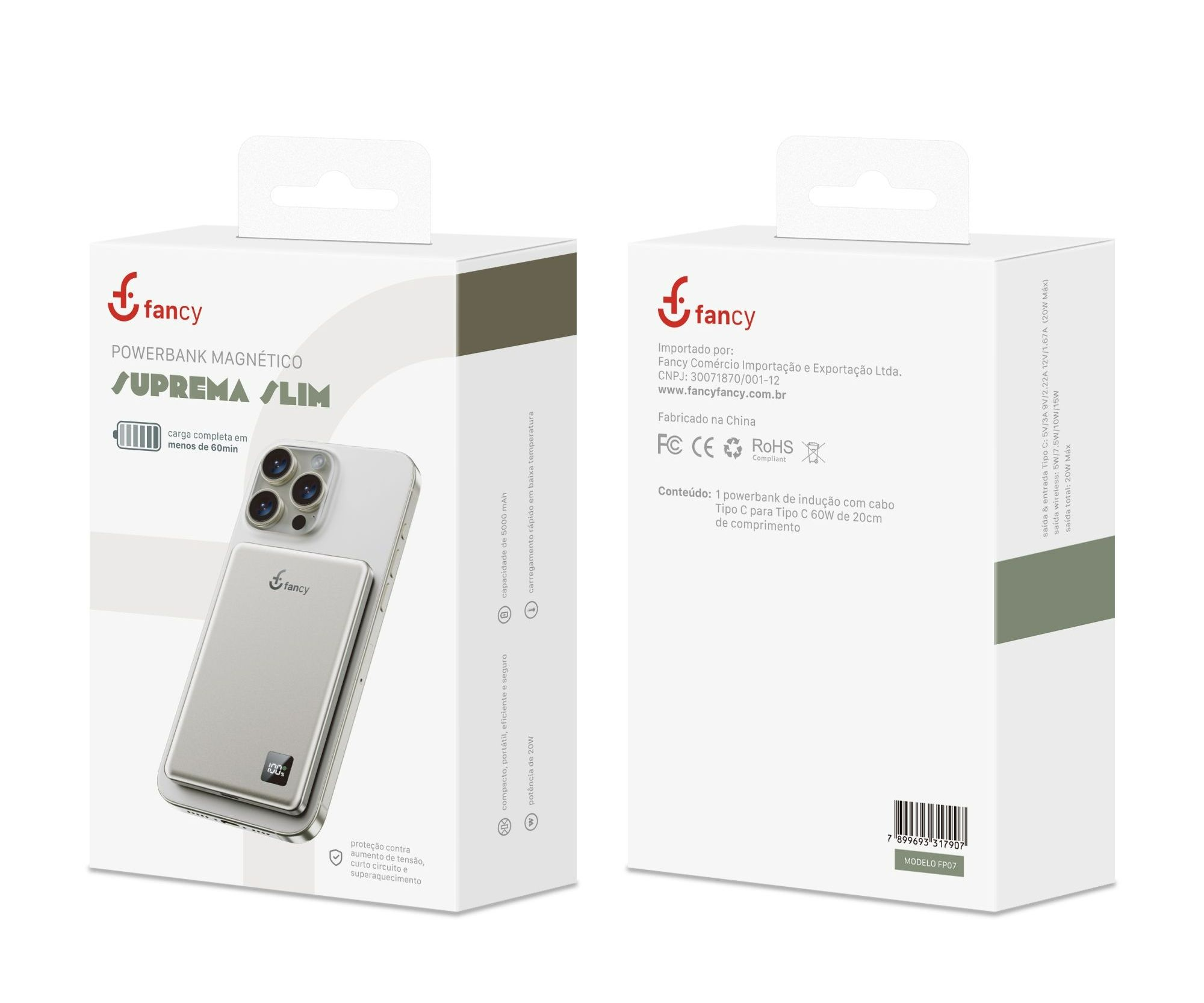 Power Bank Metal Magnético Ultrafino Fancy - FP07 