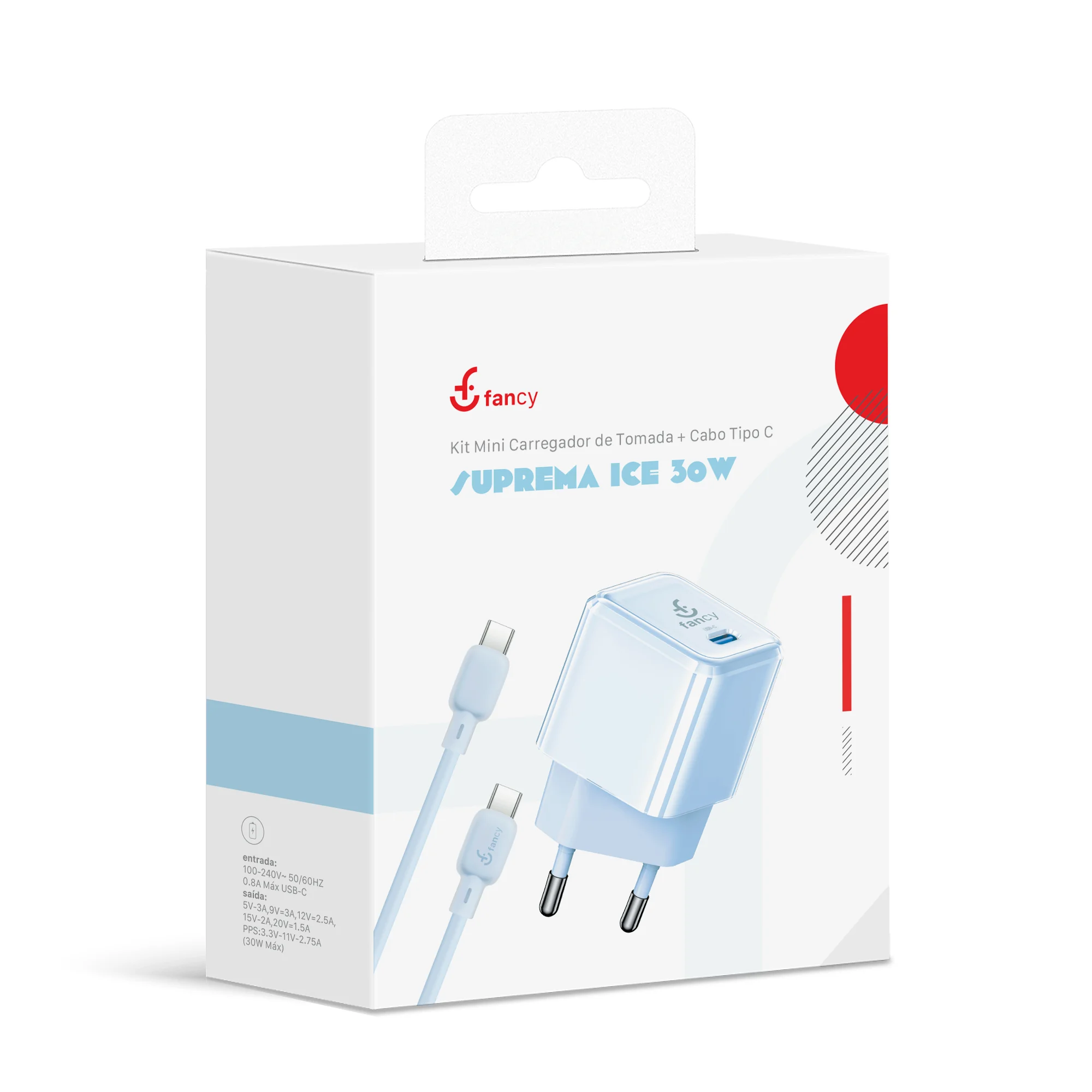 KIT CARREGADOR GAN TURBO PD 30W - PD30N
