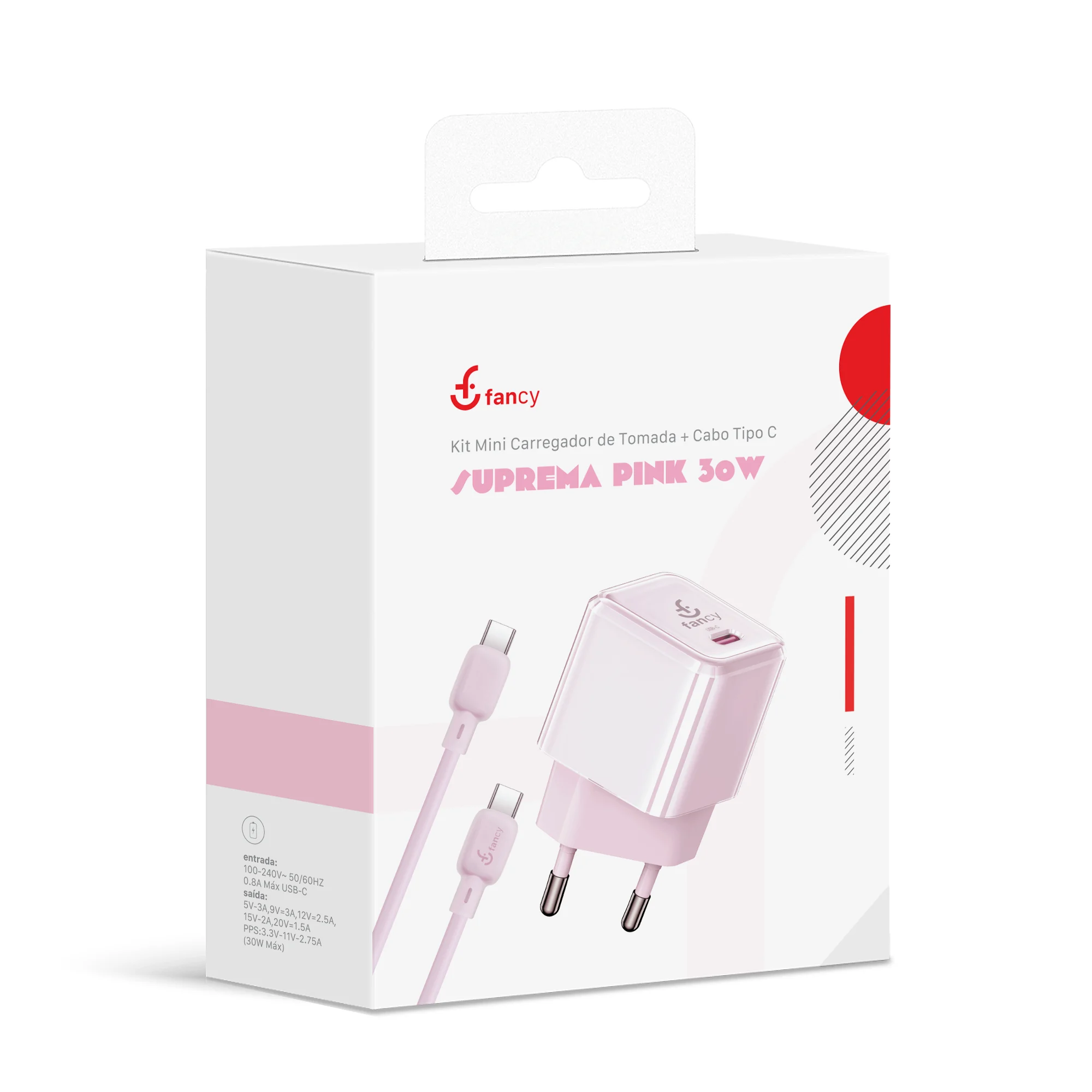 KIT CARREGADOR GAN TURBO PD 30W - PD30N