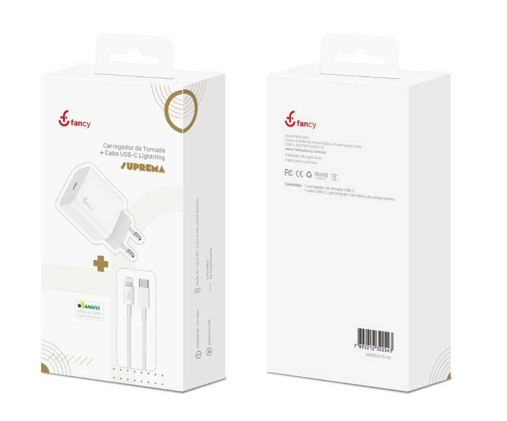 PD02 - Kit Carregador USB-C - Lightning Turbo de 20W