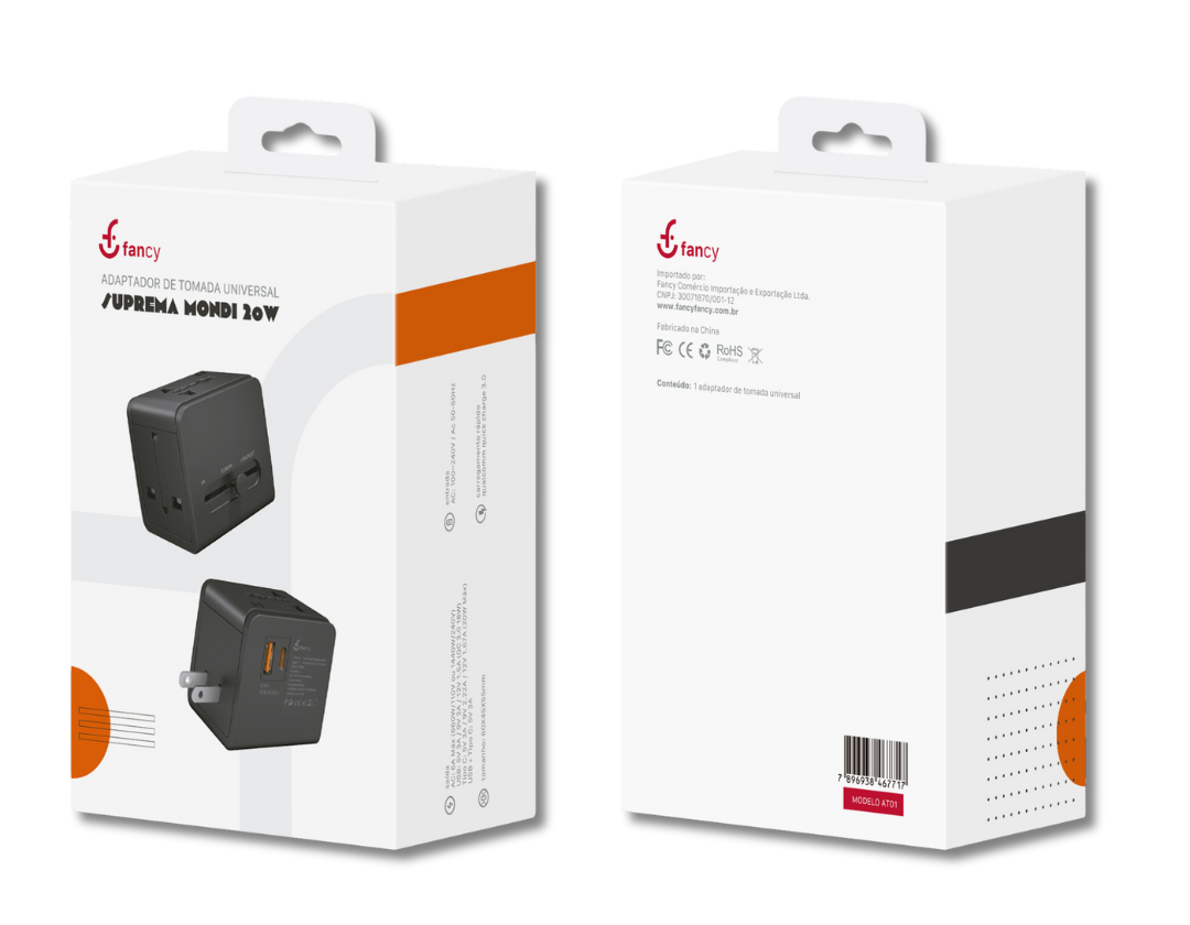 Carregador e Adaptador de Tomada Universal Suprema Mondi 20W - Fancy - AT01