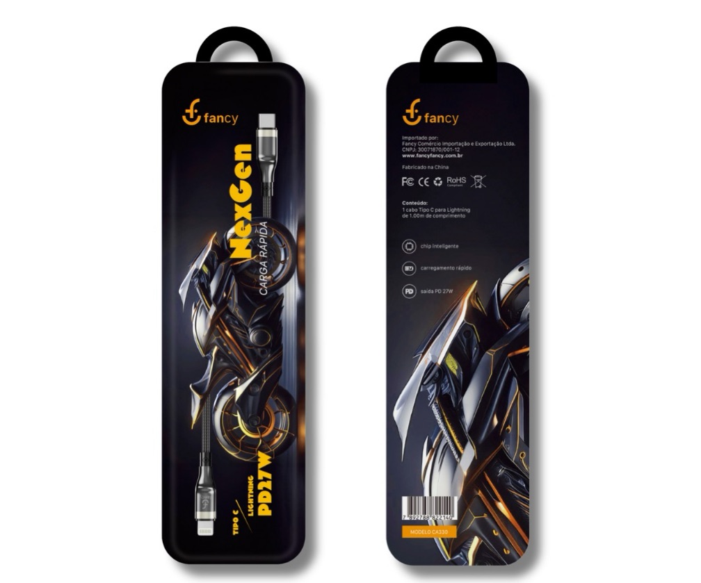 Cabo Type-C em Nylon Ultra Resistente Embalagem Metálica 27W - CA330 