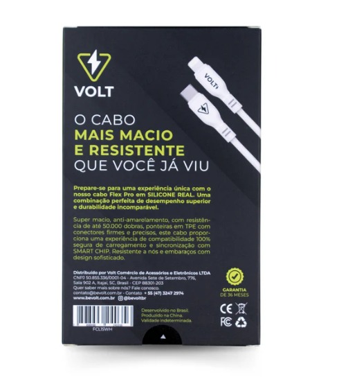 CABO FLEX PRO | Type-C X Lightning - BRANCO | FCL15WH