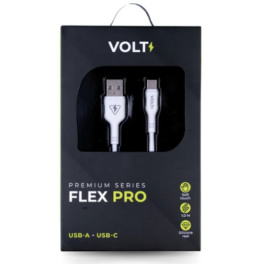 CABO FLEX PRO 1 METRO | USB 2.0 TIPO C - BRANCO | FAC10WH