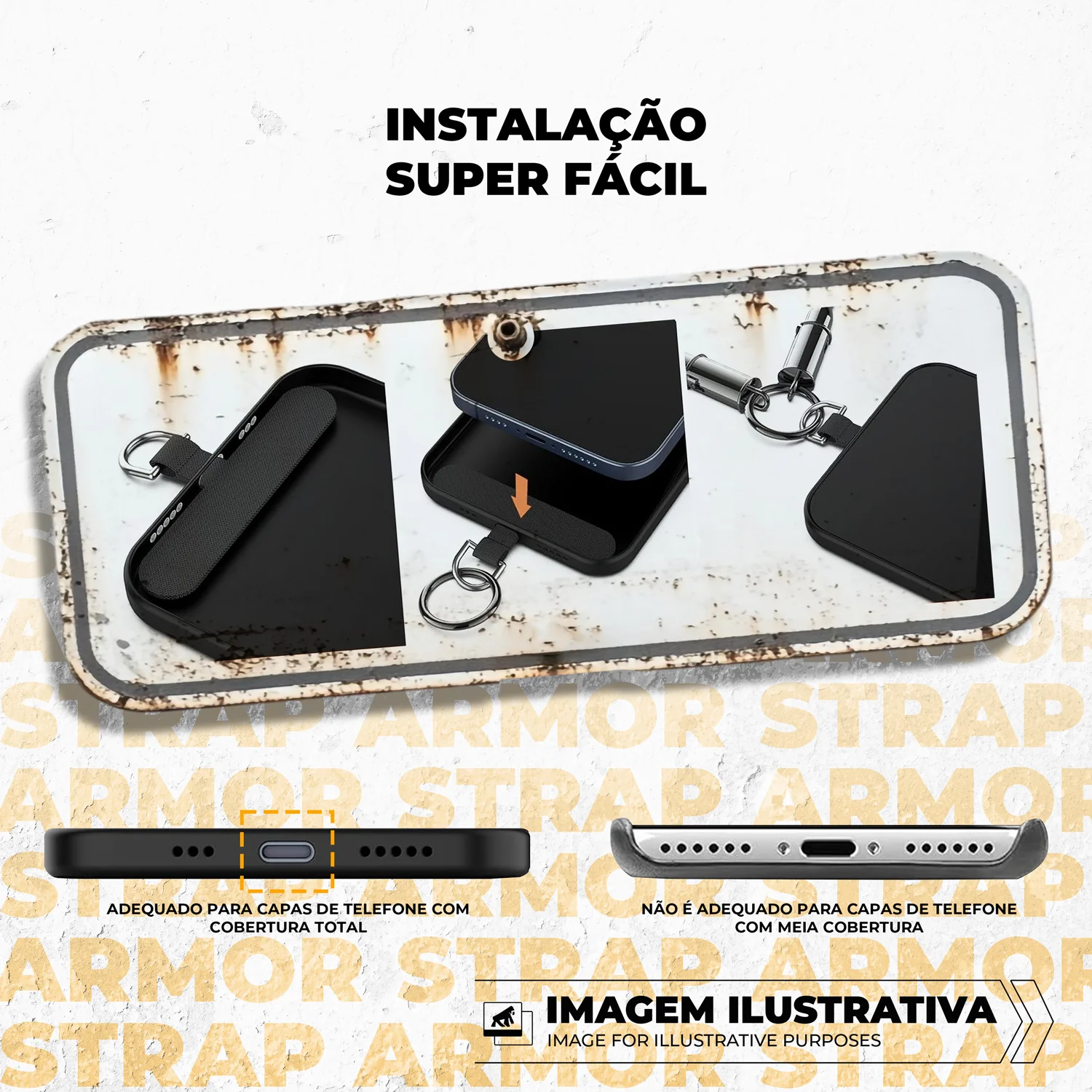 Cordão de Pescoço para Celular com Cabo Tipo C / Tipo C 60W - 1,2m - Strap Armor - Gshield