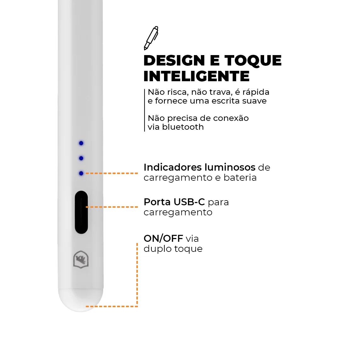 Caneta Touch Capacitiva Pro para iPad com Palm Rejection e traço adaptável - Gshield