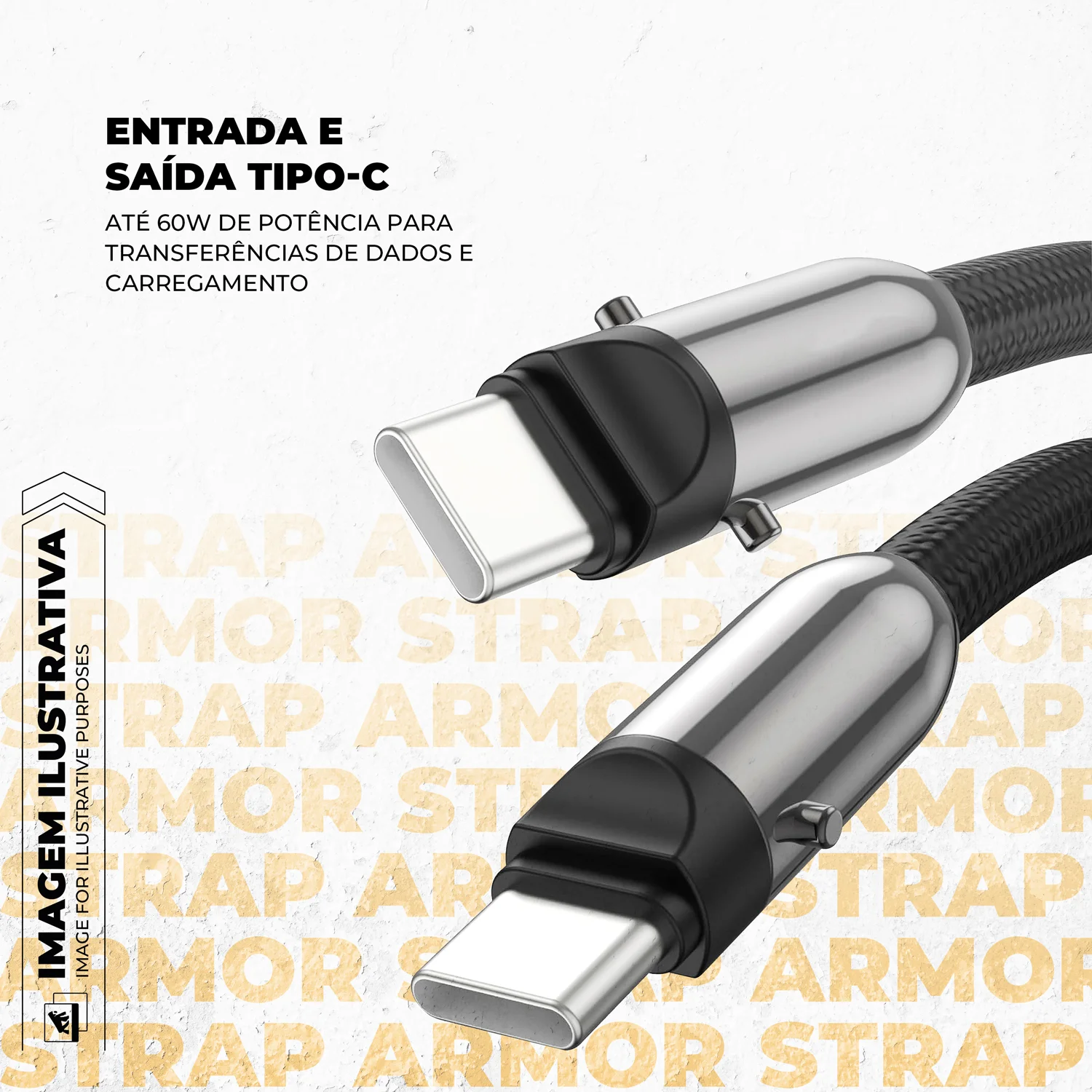 Cordão de Pescoço para Celular com Cabo Tipo C / Tipo C 60W - 1,2m - Strap Armor - Gshield