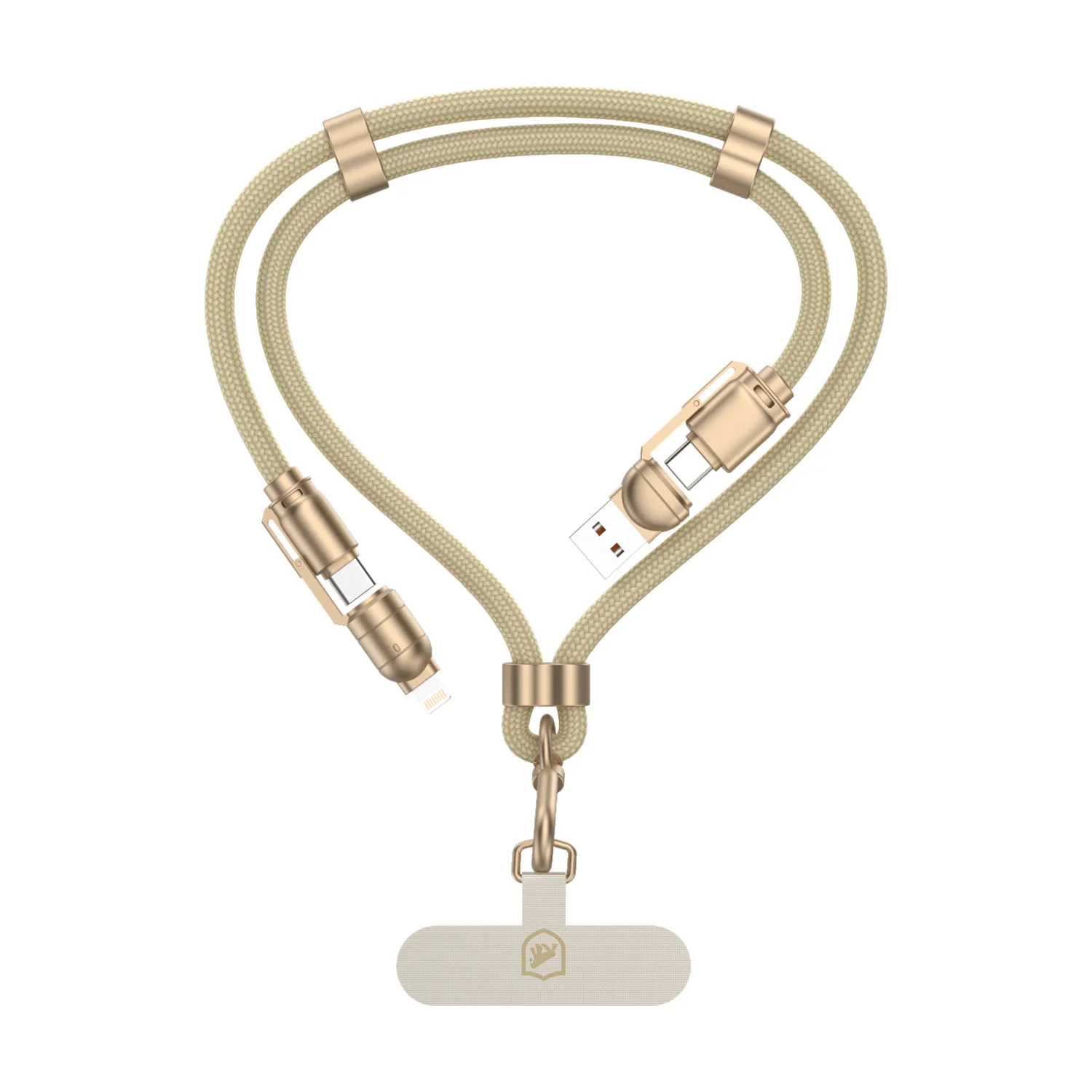 Cordão de Pescoço para Celular com Cabo USB-A / Tipo C / Lightning 240W - 1,5M - Titanium - Gshield