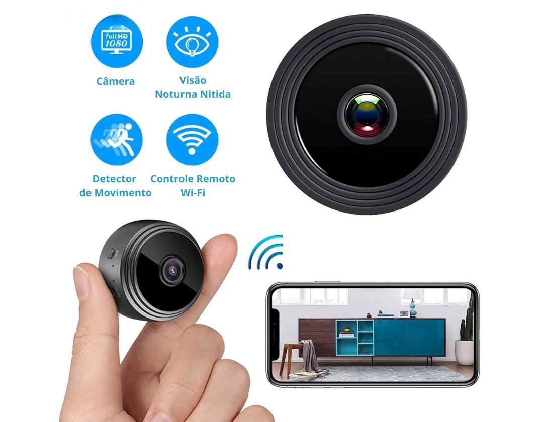 CR12 - Câmera Wifi Mini Full HD Visão 150° CR12 XO