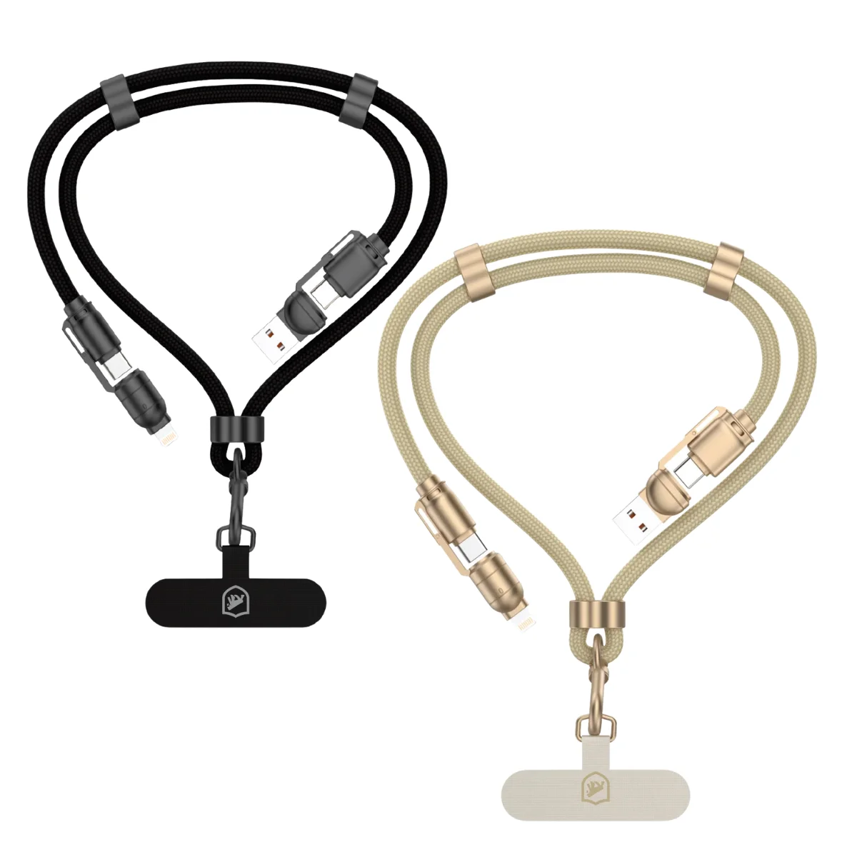 Cordão de Pescoço para Celular com Cabo USB-A / Tipo C / Lightning 240W - 1,5M - Titanium - Gshield