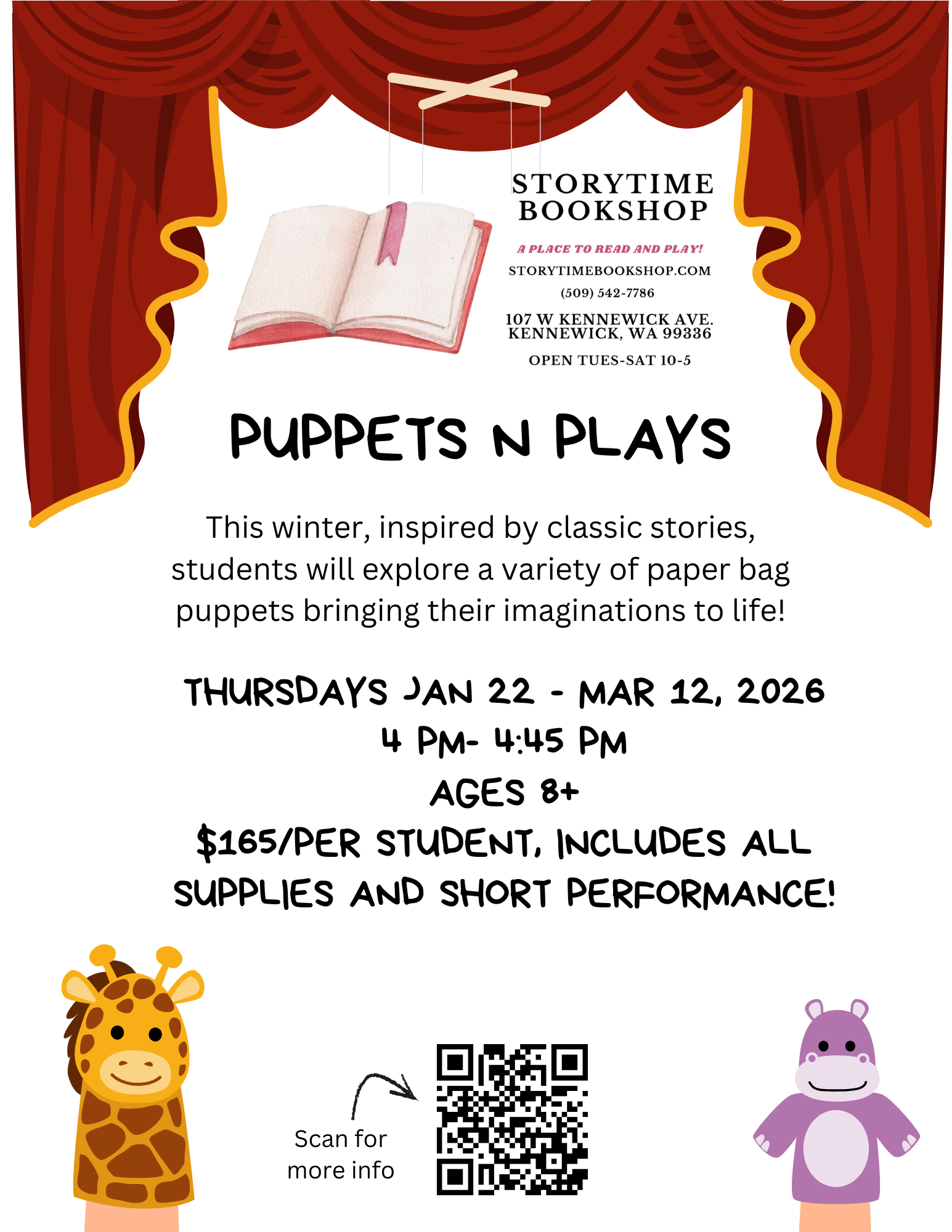 Puppets N Plays Ages 8+ Starts Janaury 22nd!