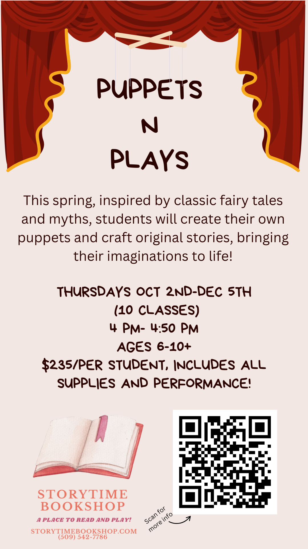 Puppets N Plays Ages 6-10+ Starts October 2!