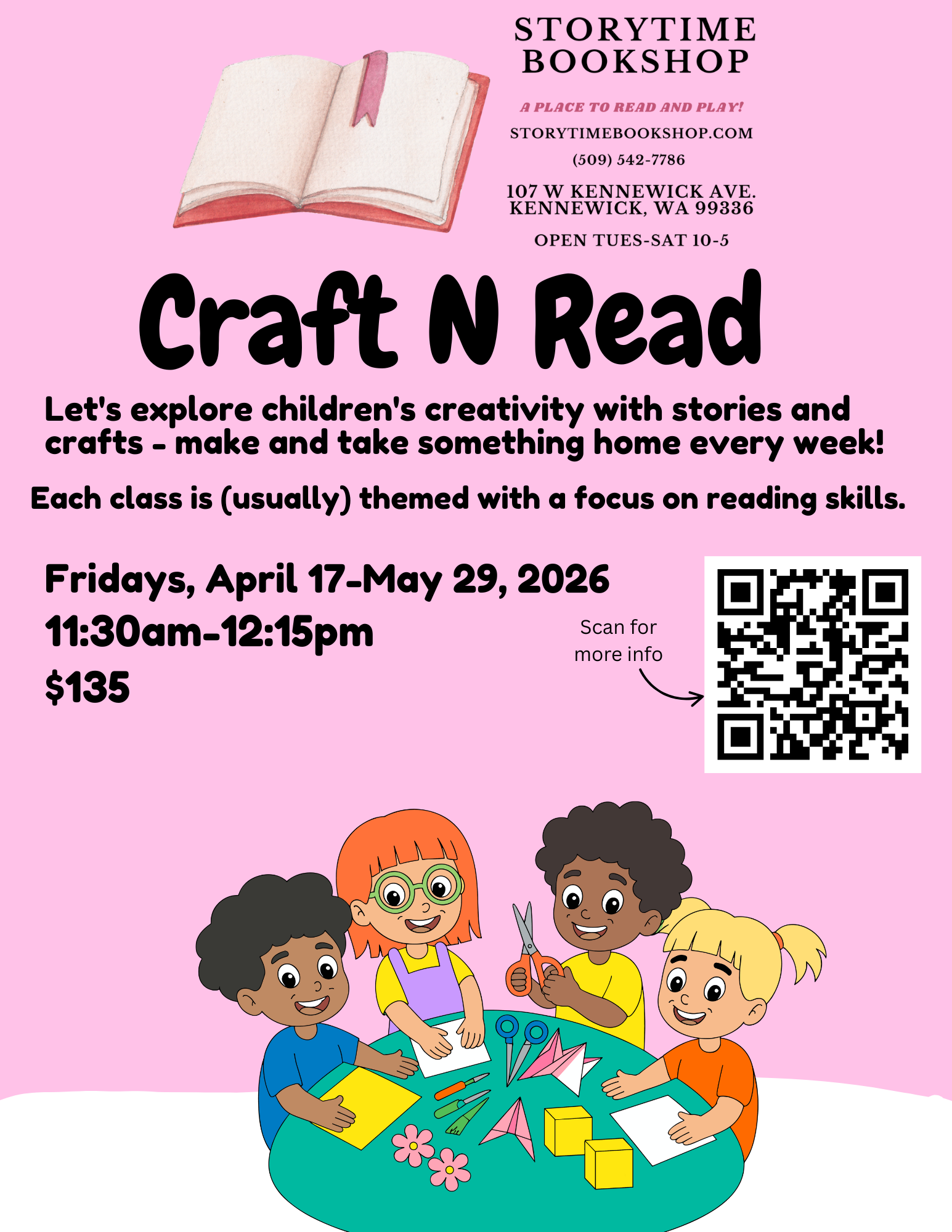 Craft 'N Read Ages 4+ Starts Apr 17, 2026!