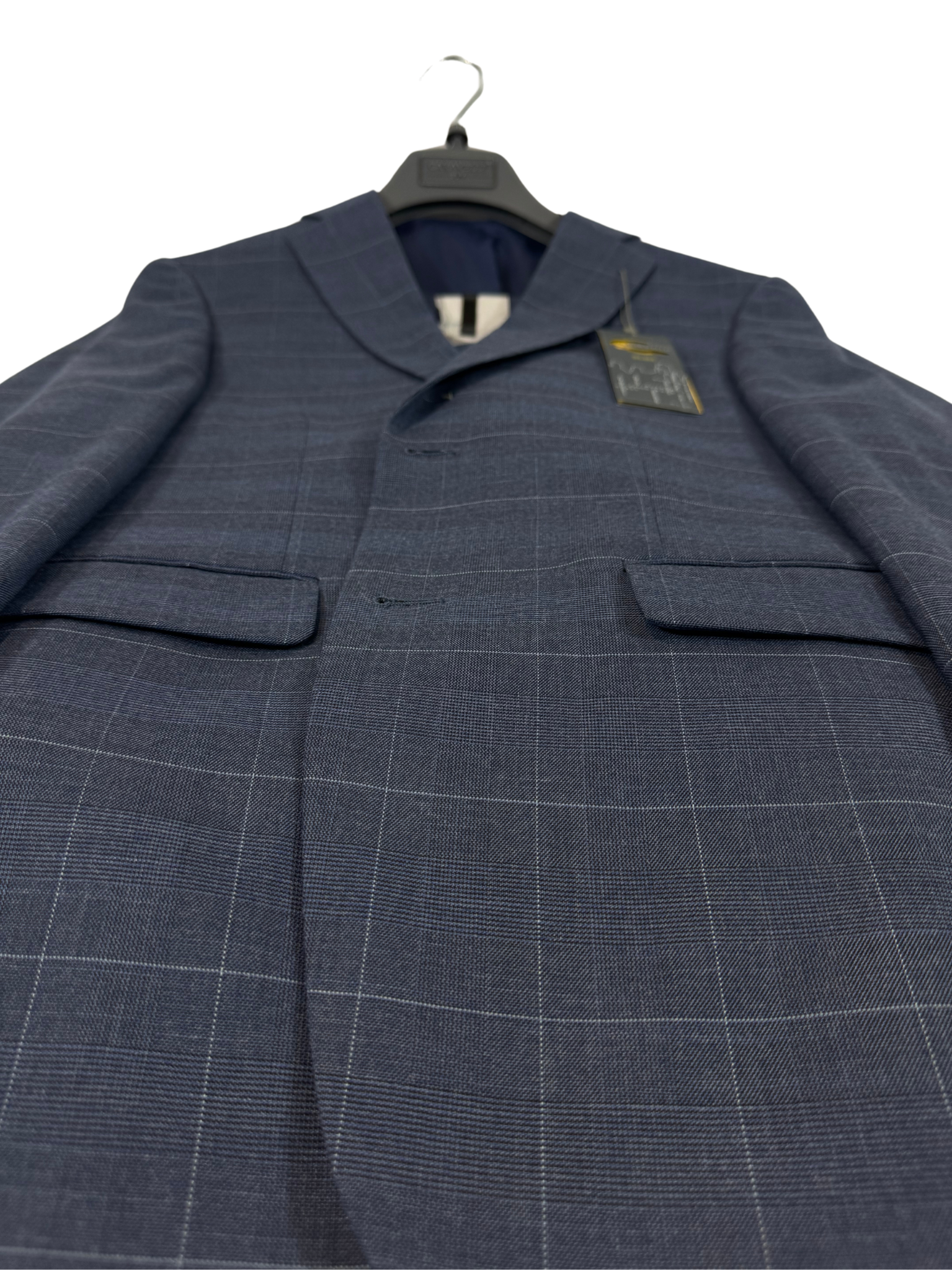 Caravelli Blue Plaid Suit Jacket, vest and Pants