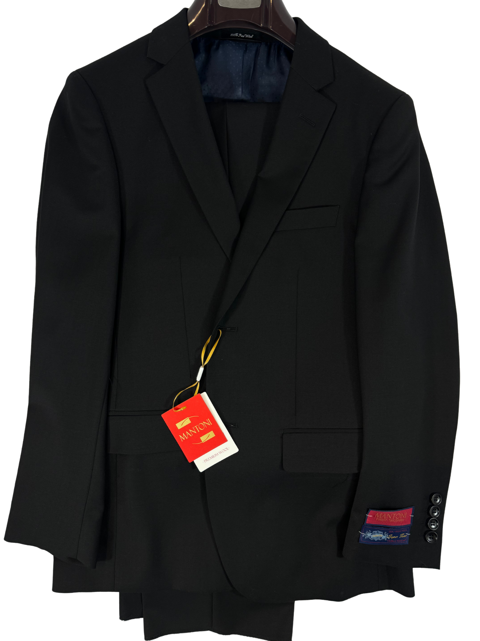 Mantoni Premium Wool Black Suit Jacket and Pants