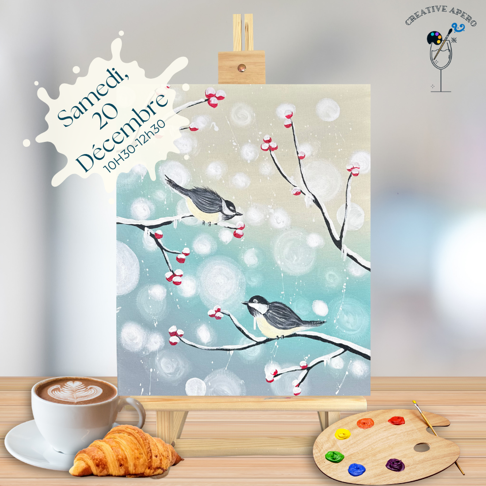 « Mésanges sous la neige »☕️❄️