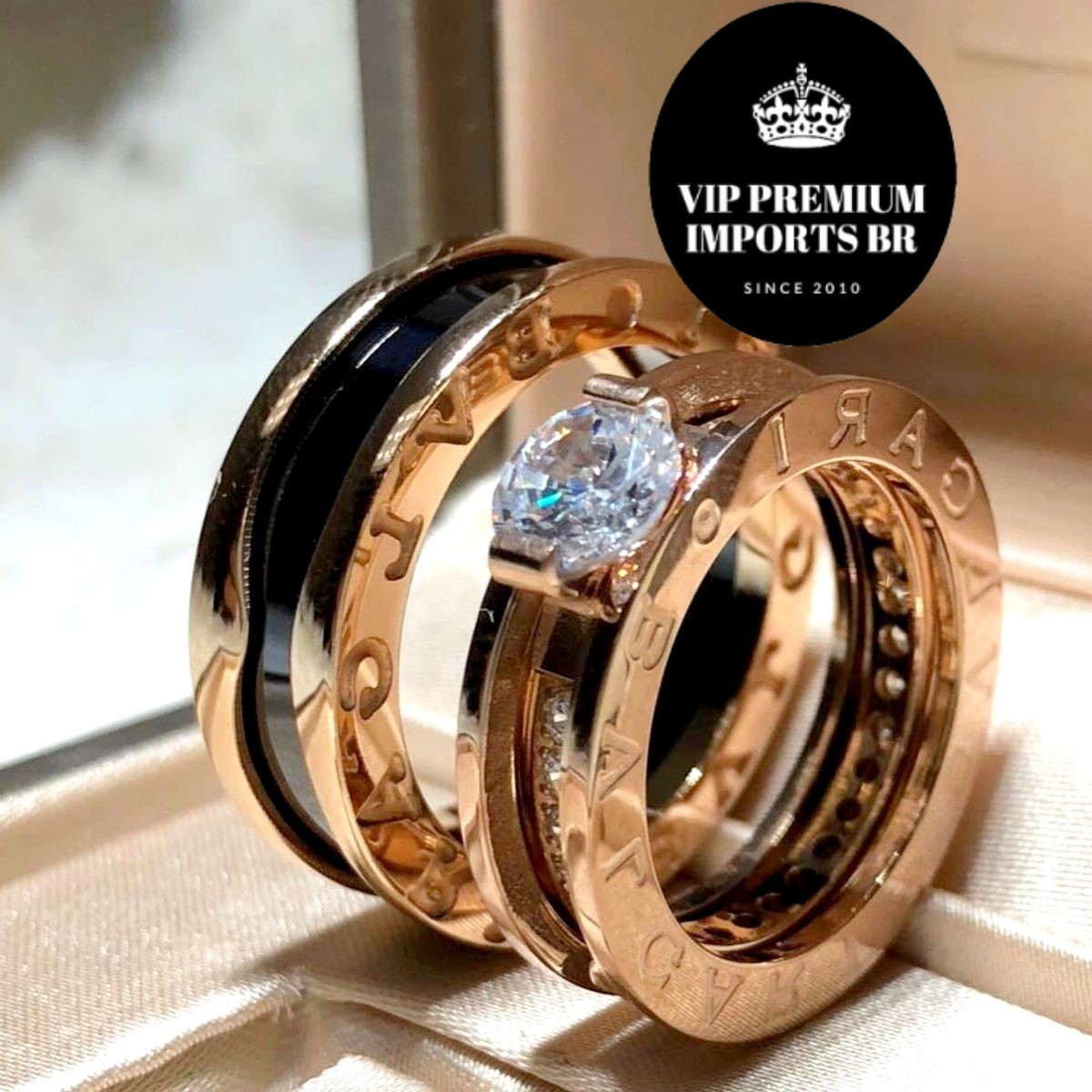 Aliança Bvlgari solitario removivel duplo banho em ouro 18k