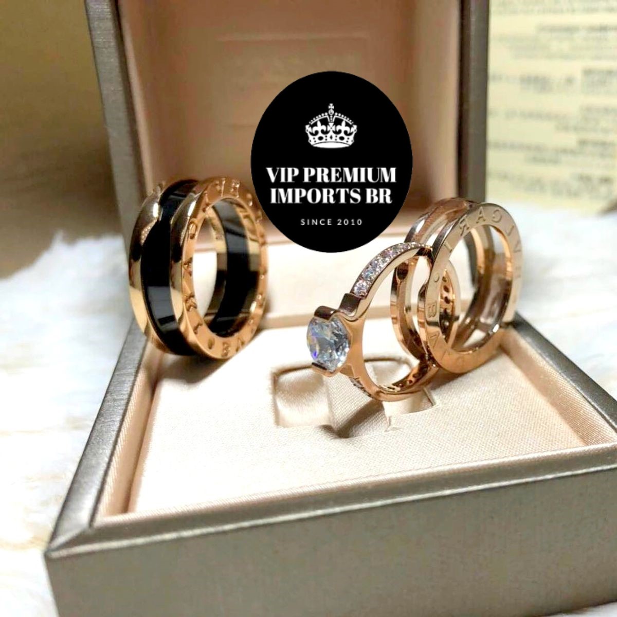 Aliança Bvlgari solitario removivel duplo banho em ouro 18k