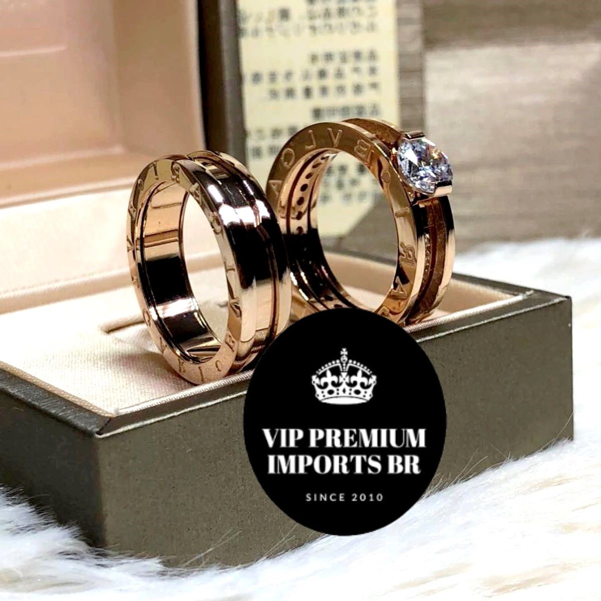 Aliança Bvlgari Rose com solitario duplo banho em ouro 18k