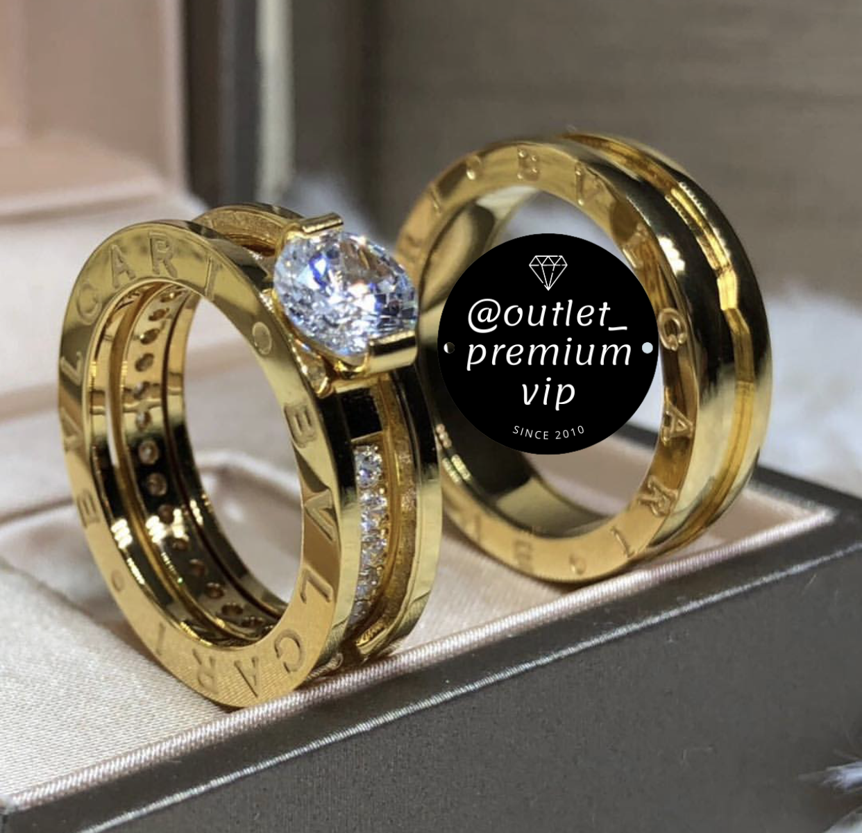 Aliança Bvlgari  solitario removivel duplo banho em ouro 18k