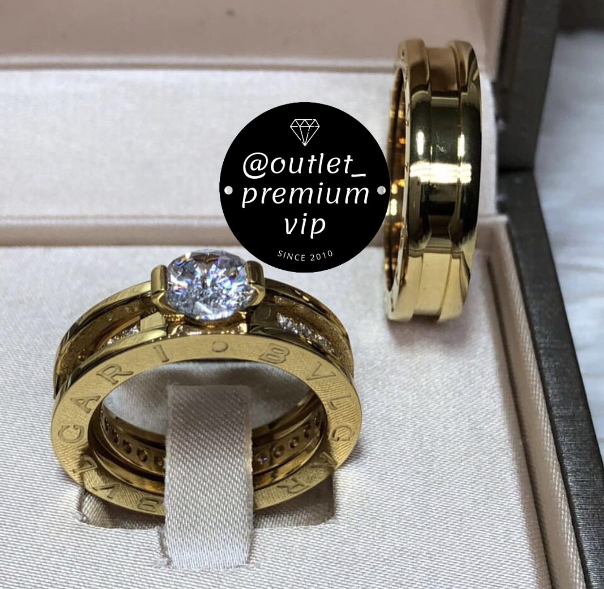 Aliança Bvlgari  solitario removivel duplo banho em ouro 18k