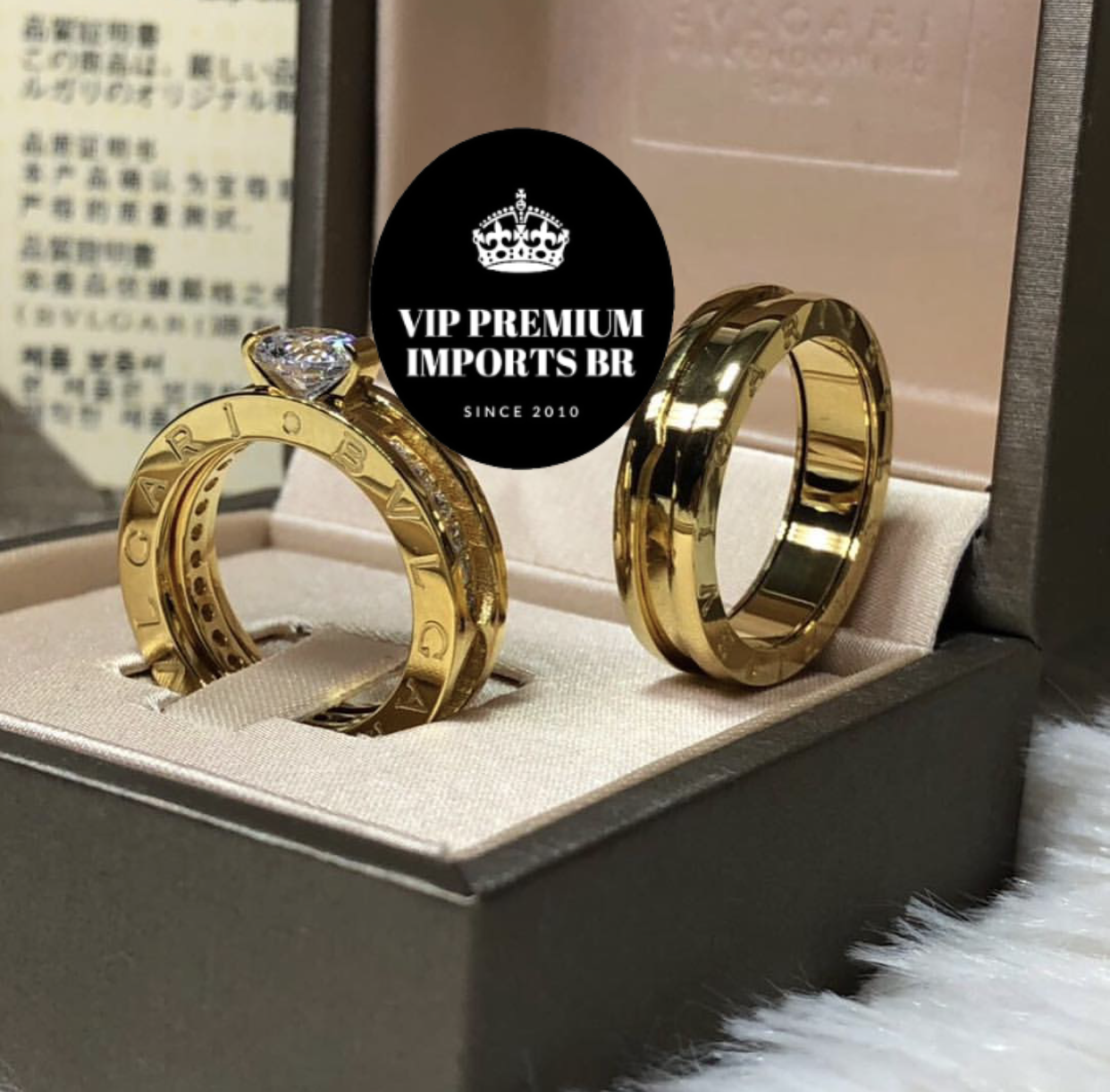 Aliança Bvlgari  solitario removivel duplo banho em ouro 18k