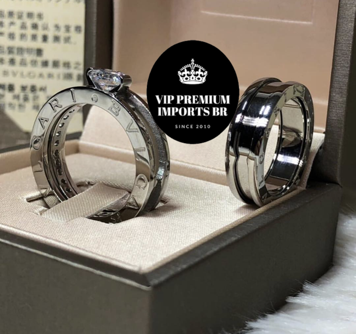 Aliança Bvlgari banho de ouro branco 18k solitario removivel 