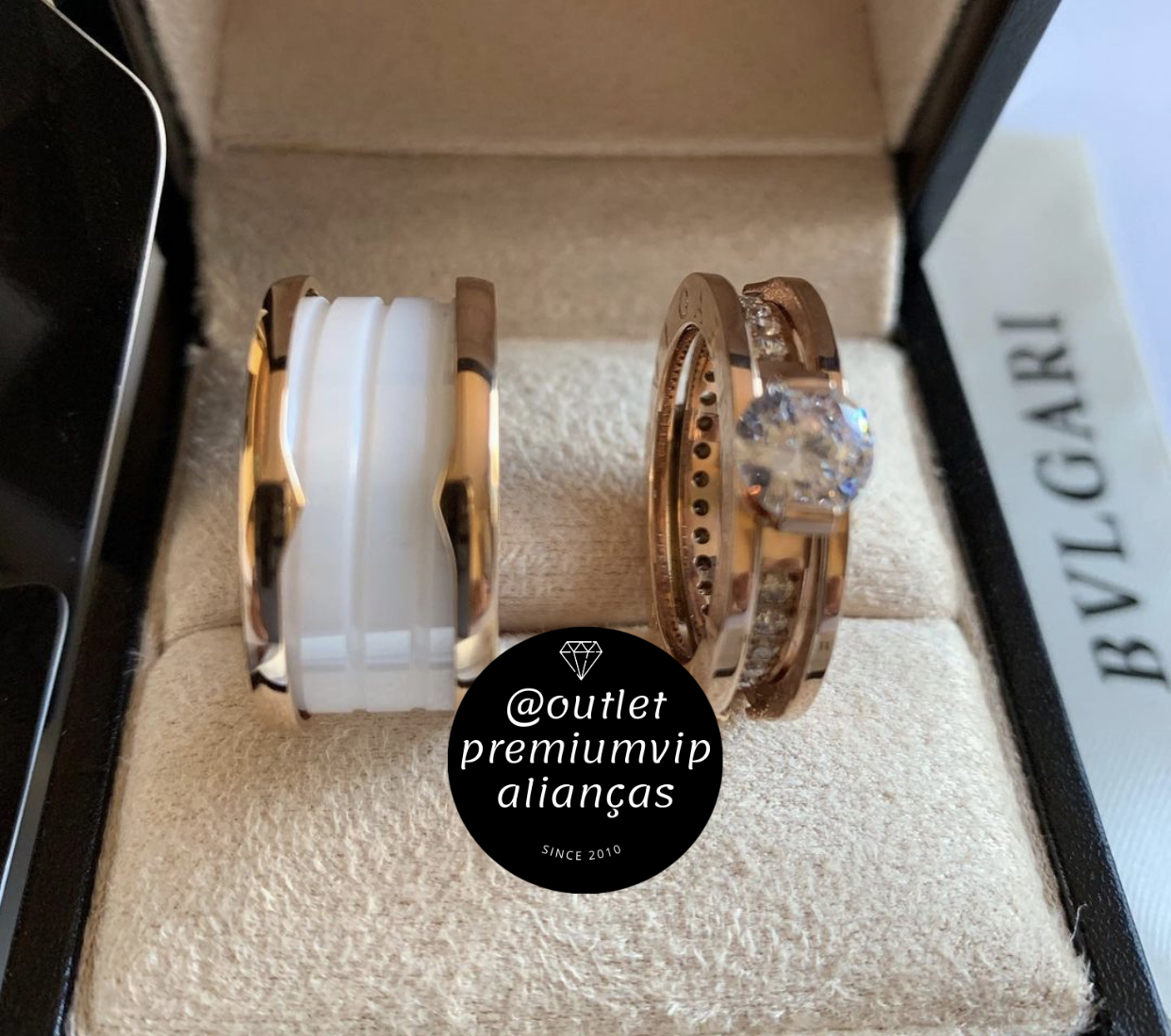 Aliança solitario removivel duplo banho em ouro 18k