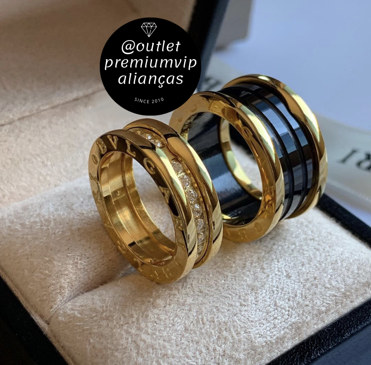 Aliança preta com dourado 10mm com duplo banho em ouro 18k