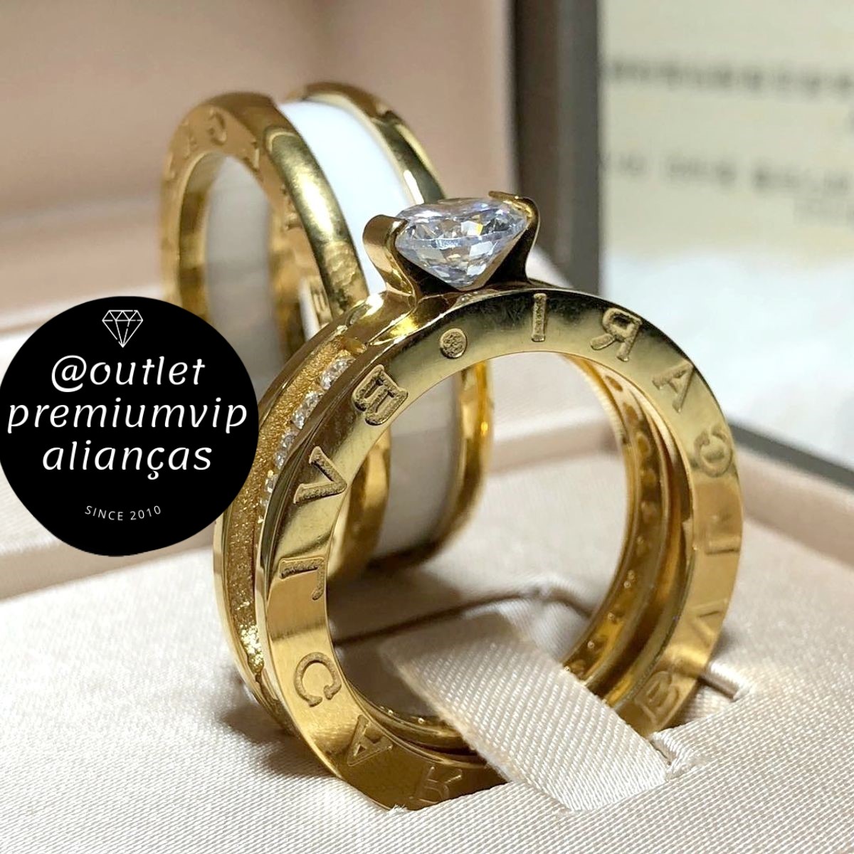 Aliança bvlgari ouro 18 k  solitario removivel