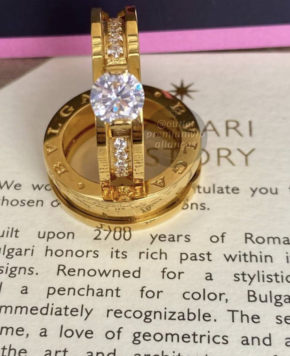 Aliança bvlgari ouro 18 k  solitario removivel