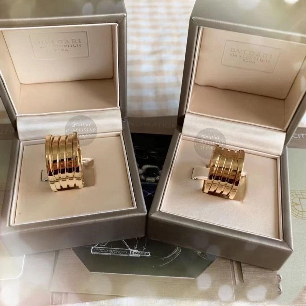 ANEL ALIANÇA BVLGARI MOLAS FLEXIVEIS BANHO DE OURO 18K